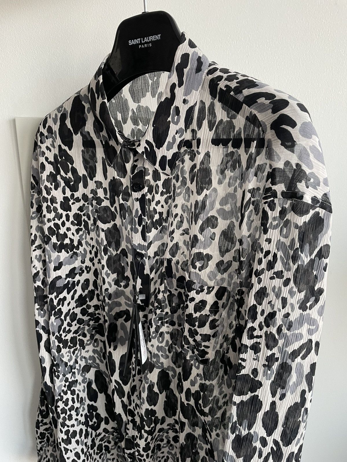 Hedi Slimane × Saint Laurent Paris × Yves Saint Laurent Rare $1,500 Brand NEW Sold Out Super Runway Silk Shirt Size US L / EU 52-54 / 3 - 21 Thumbnail