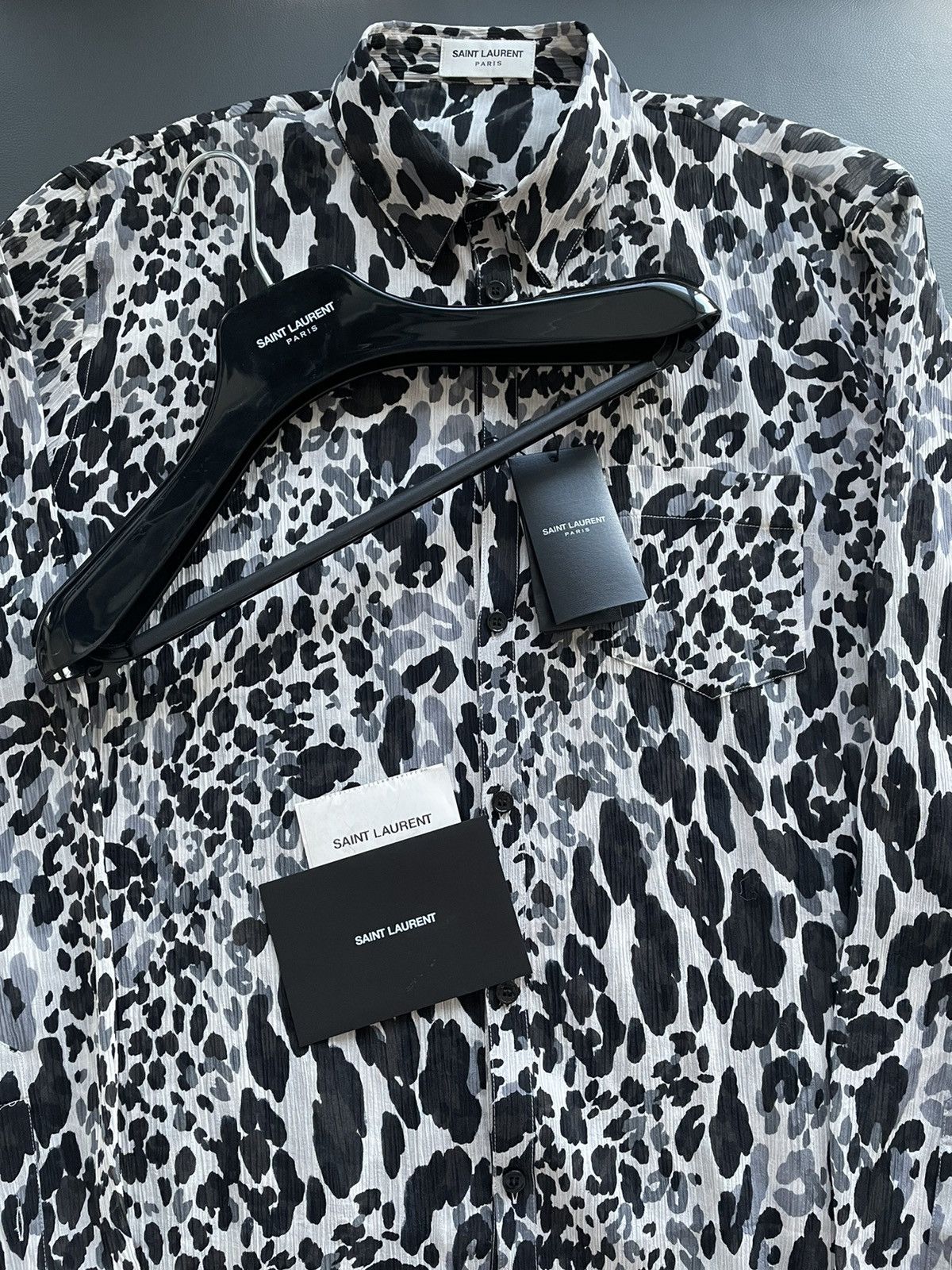 Hedi Slimane × Saint Laurent Paris × Yves Saint Laurent Rare $1,500 Brand NEW Sold Out Super Runway Silk Shirt Size US L / EU 52-54 / 3 - 24 Thumbnail