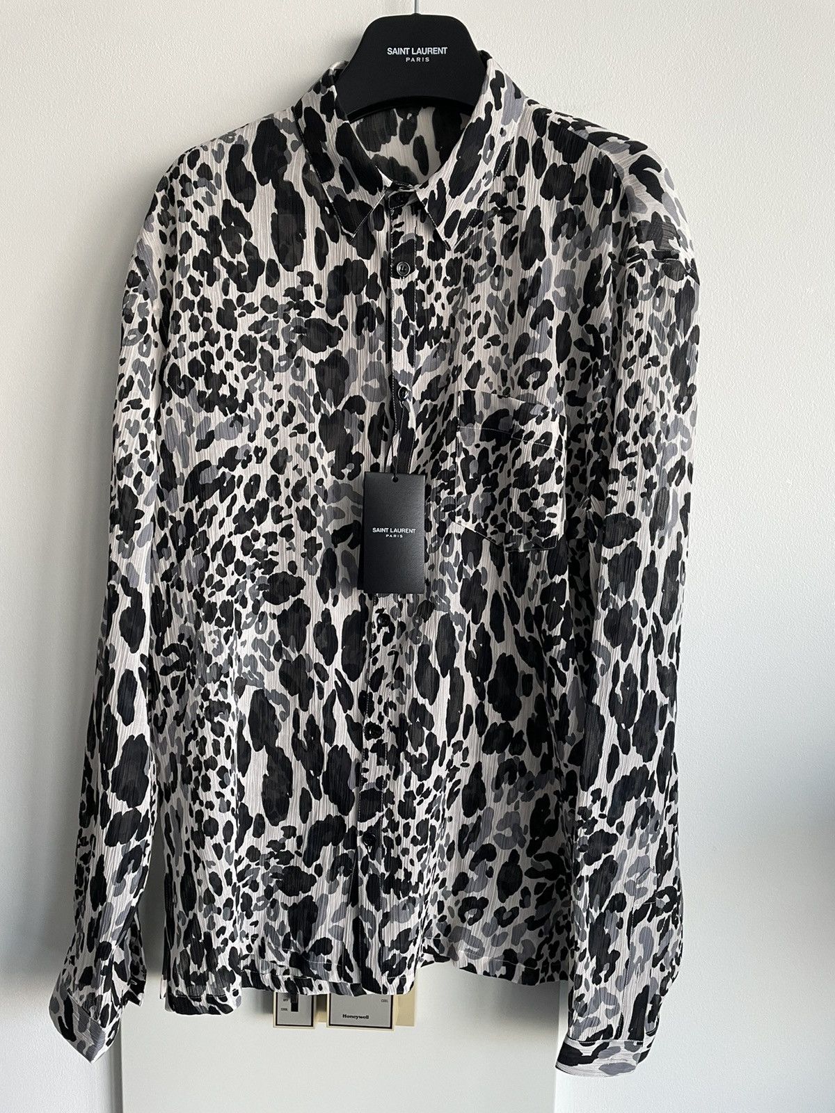 Hedi Slimane × Saint Laurent Paris × Yves Saint Laurent Rare $1,500 Brand NEW Sold Out Super Runway Silk Shirt Size US L / EU 52-54 / 3 - 1 Thumbnail