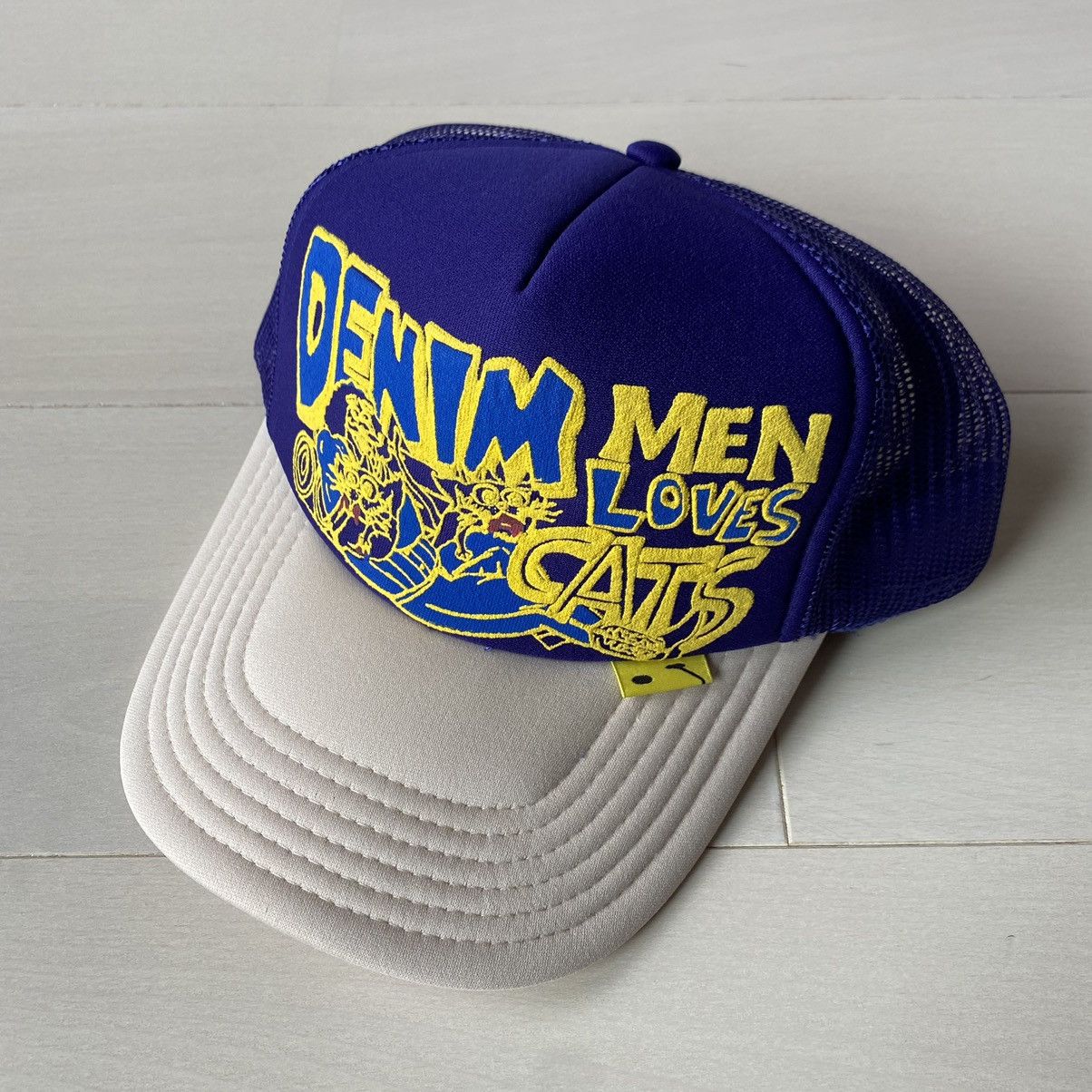 image of Kapital Trucker Hat Denim Men Loves Cats Stk 1 in Purple
