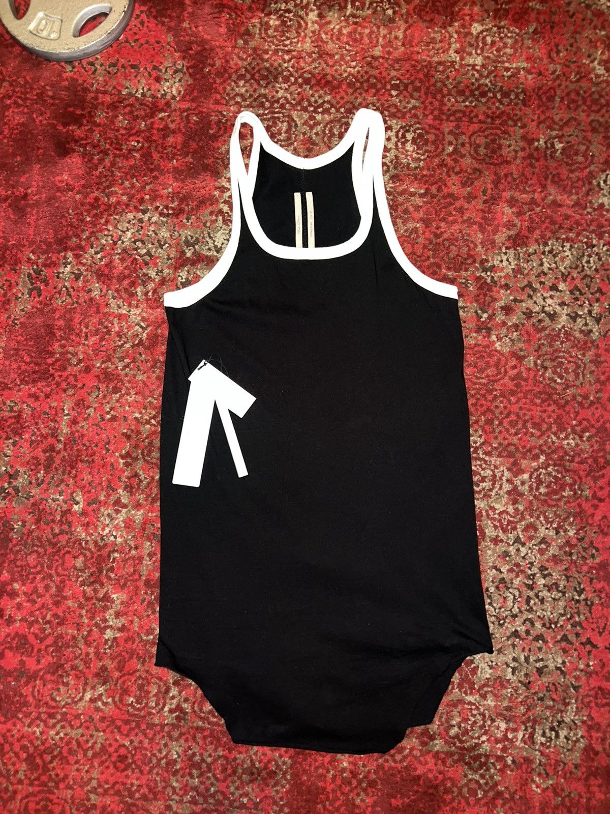 Pre-owned Rick Owens Fogachine S/s 22 Banded Tank Top Black/natural