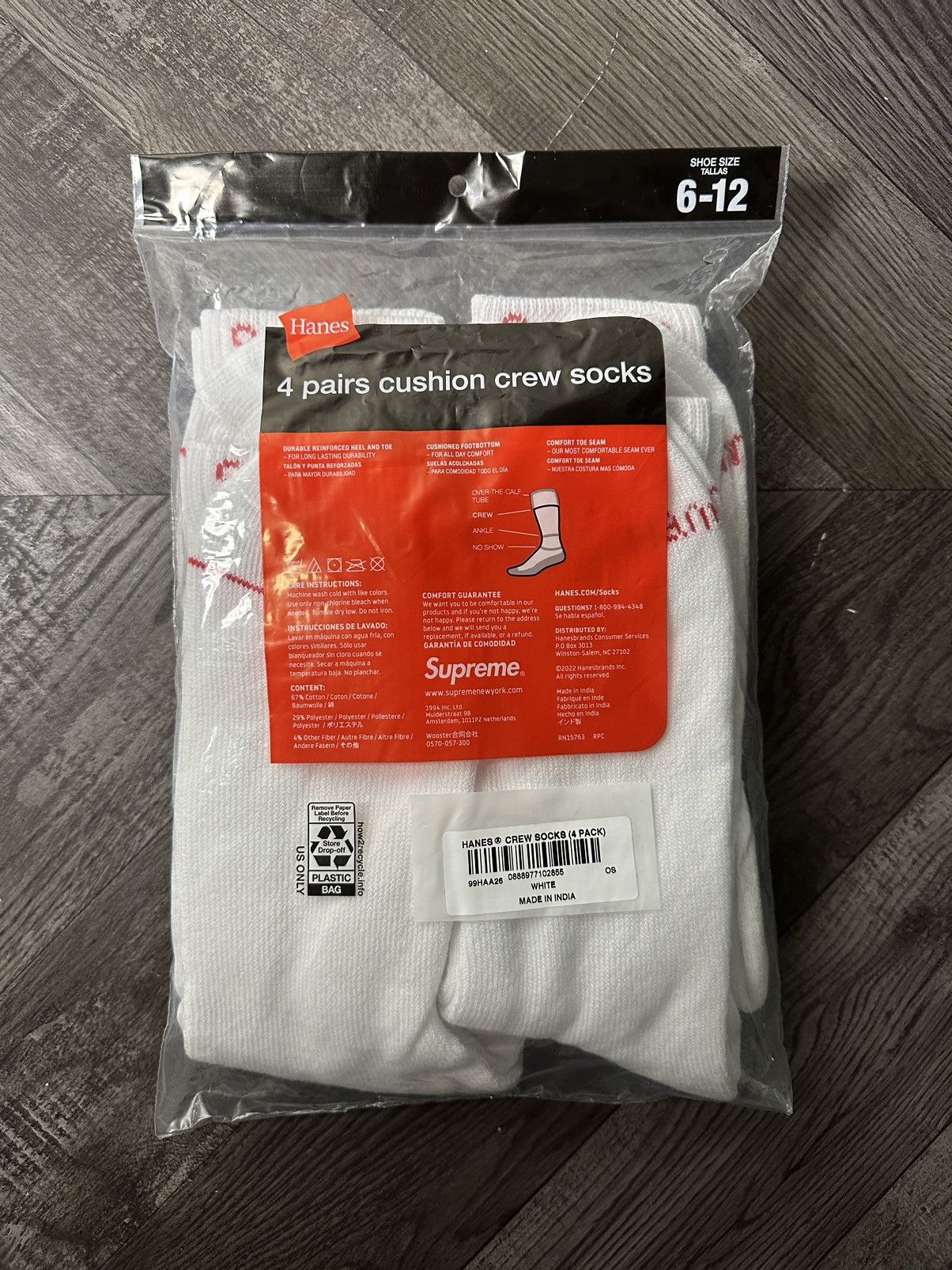 Supreme Supreme Hanes Socks 4-Pack Size ONE SIZE - 2 Thumbnail