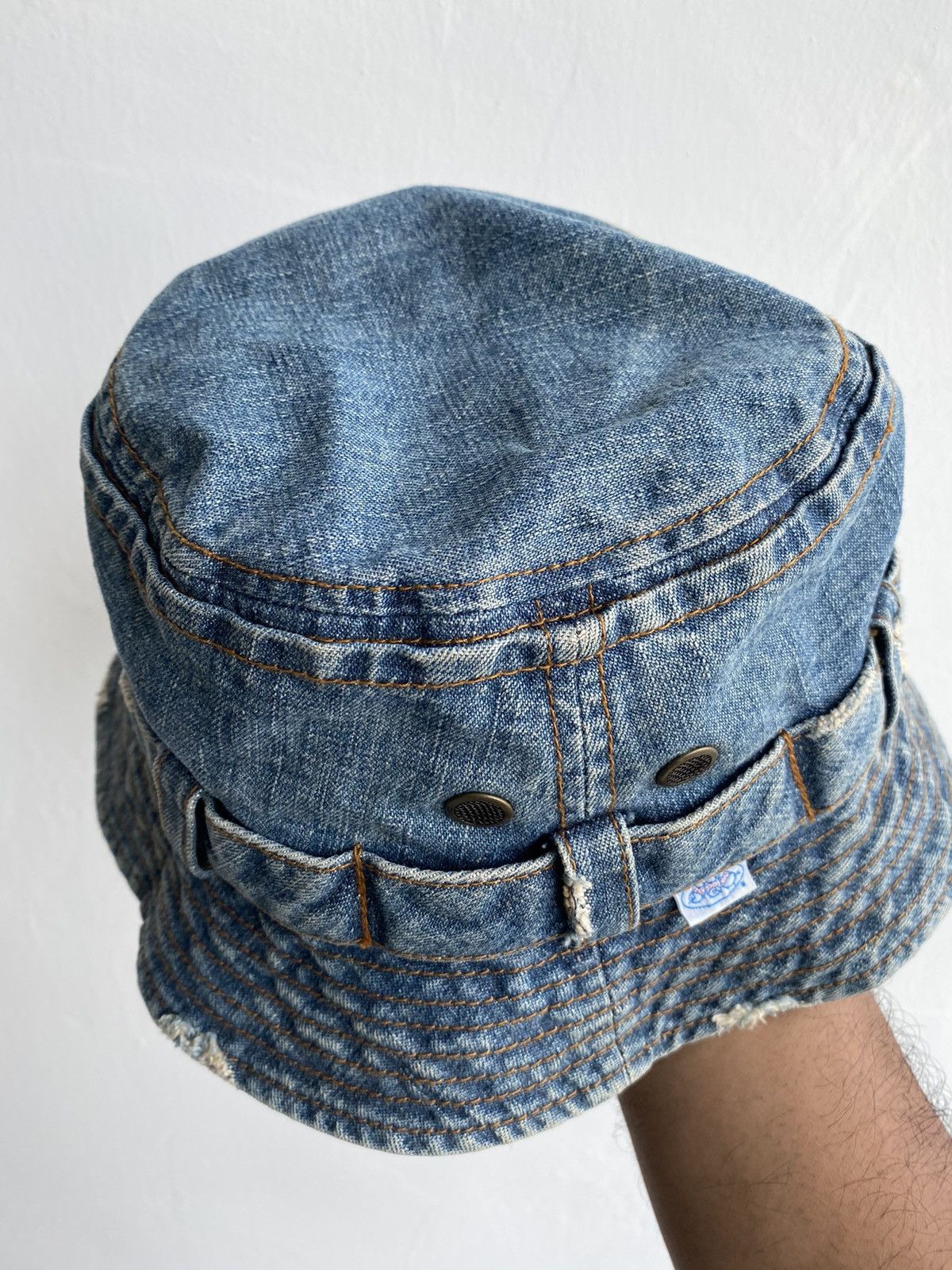 Japanese Brand Distress Boohomes Denim Outdoor Bucket Hat Size ONE SIZE - 4 Thumbnail