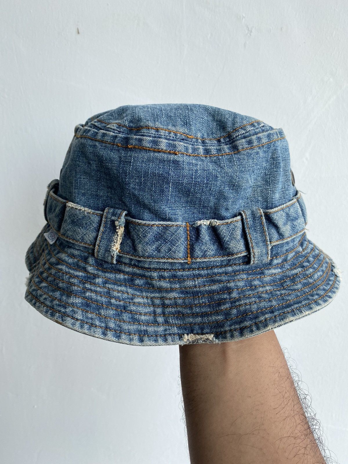 Japanese Brand Distress Boohomes Denim Outdoor Bucket Hat Size ONE SIZE - 3 Thumbnail