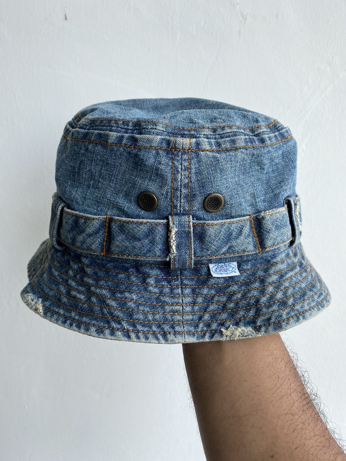 image of Vintage Distress Boohomes Denim Outdoor Bucket Hat, Men's