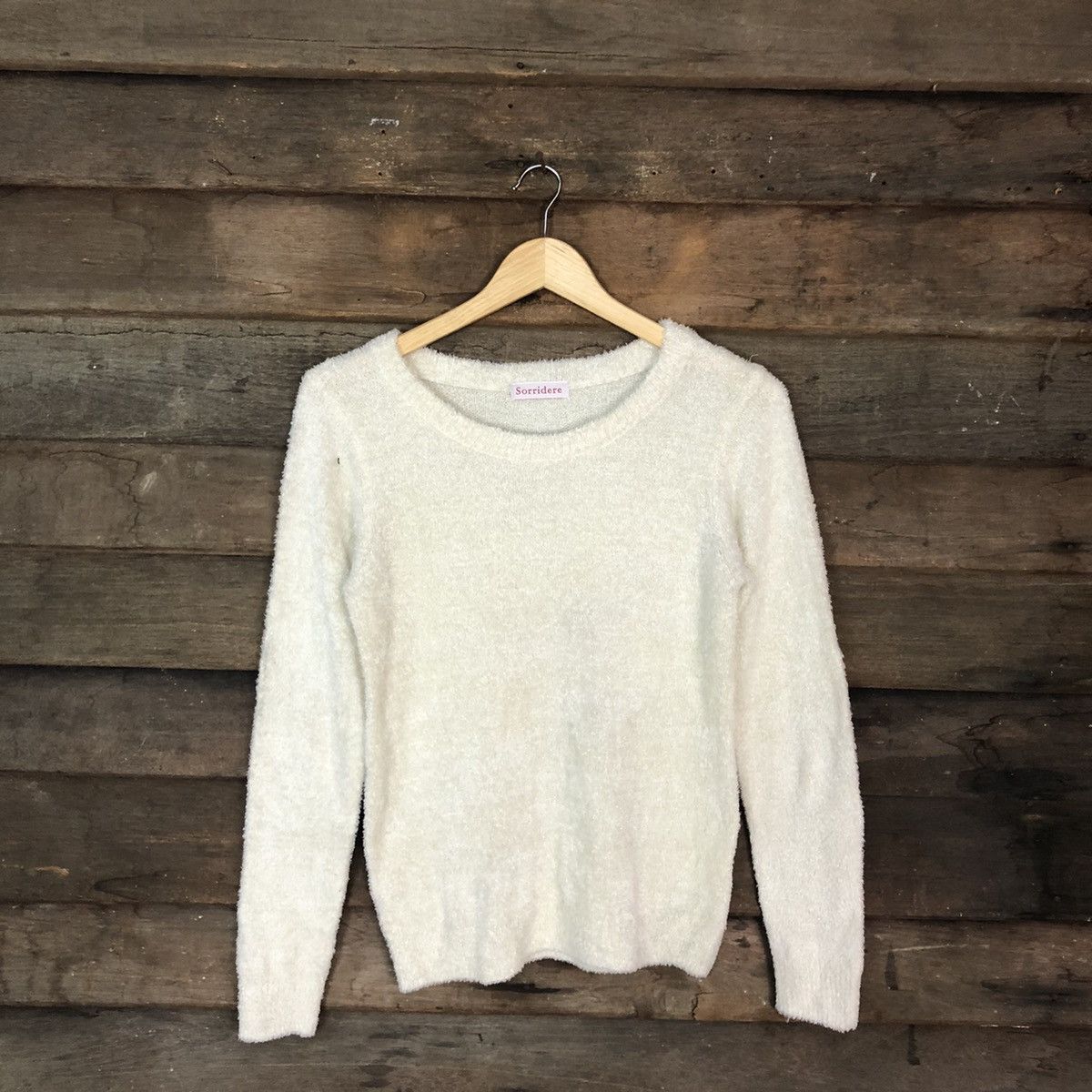 Japanese Brand Sorridere White Mohair Soft Fur Shag Shaggy Knitwear #c1165 Size S / US 4 / IT 40 - 3 Thumbnail