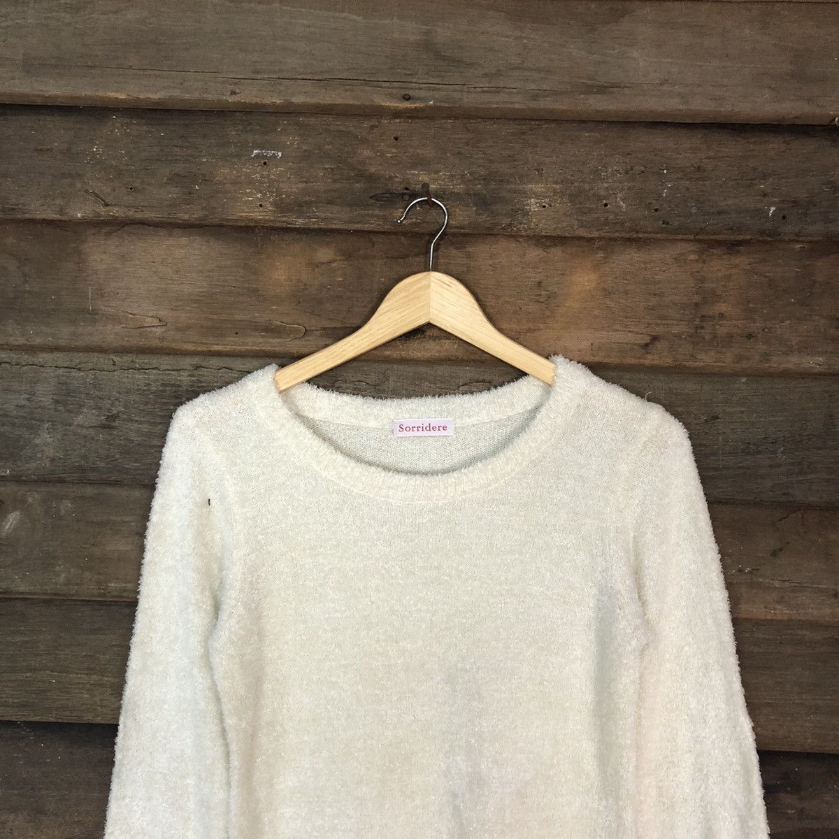 Japanese Brand Sorridere White Mohair Soft Fur Shag Shaggy Knitwear #c1165 Size S / US 4 / IT 40 - 2 Thumbnail