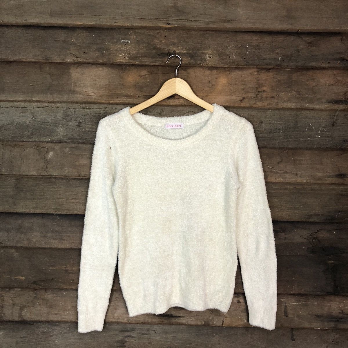 image of Homespun Knitwear Sorridere White Mohair Soft Fur Shag Shaggy Knitwear C1165, Women's (Size Small)