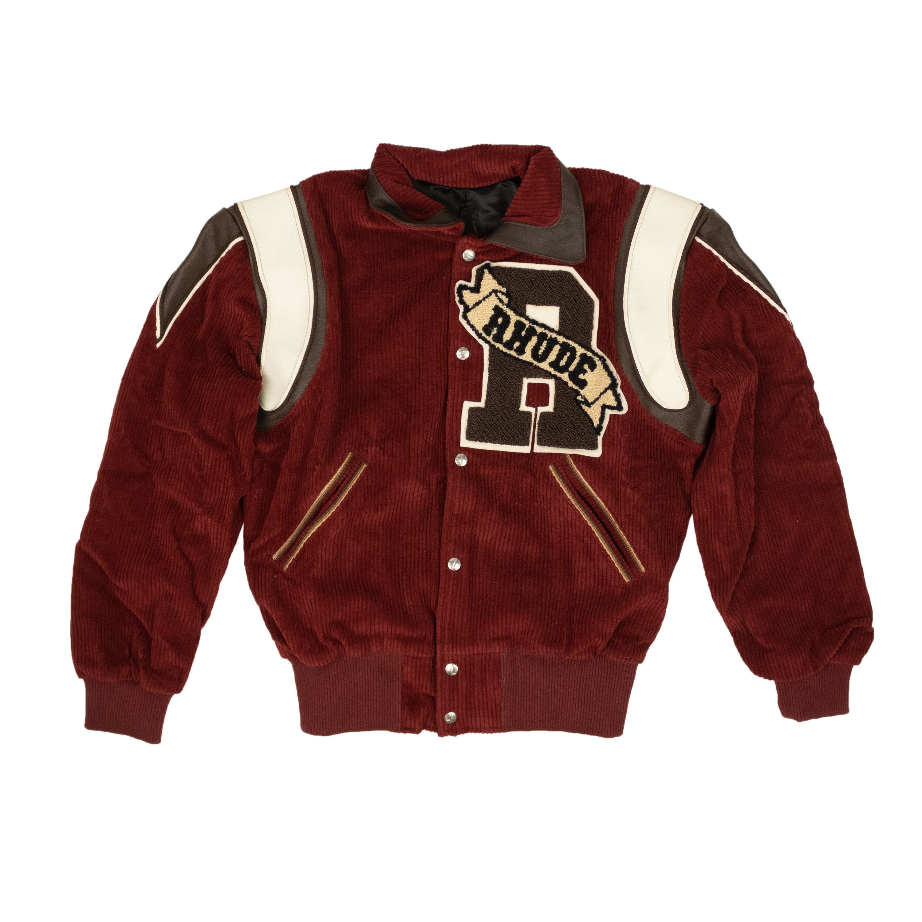 Maroon Polyester Graphic Logo Varsity Jacket Size M
