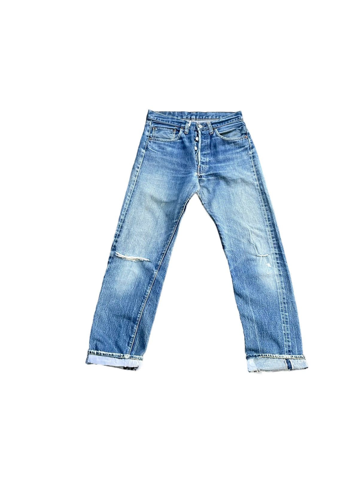 Levi's Vintage 1975 501 e Selvedge Distresed Denim Size US 29 - 1 Thumbnail