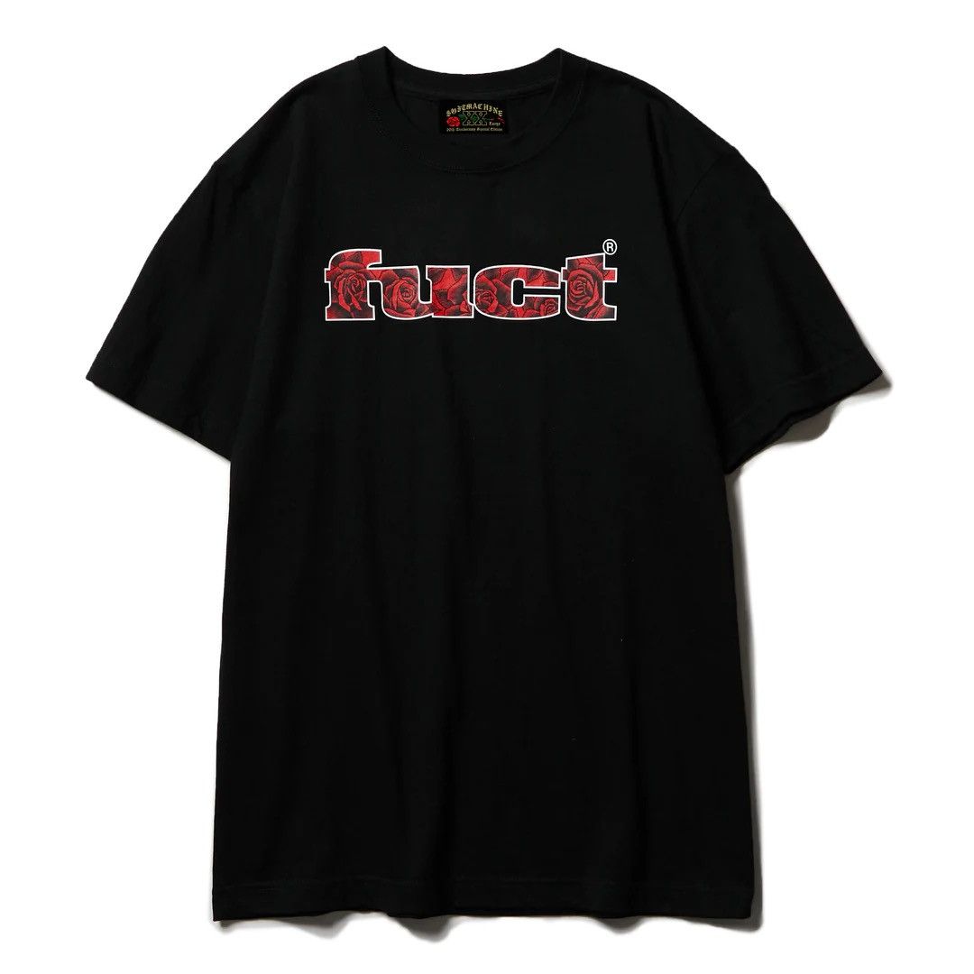 image of Fuct/softmachine Rose Fill OG Logo Tee in Black, Men's (Size 2XL)