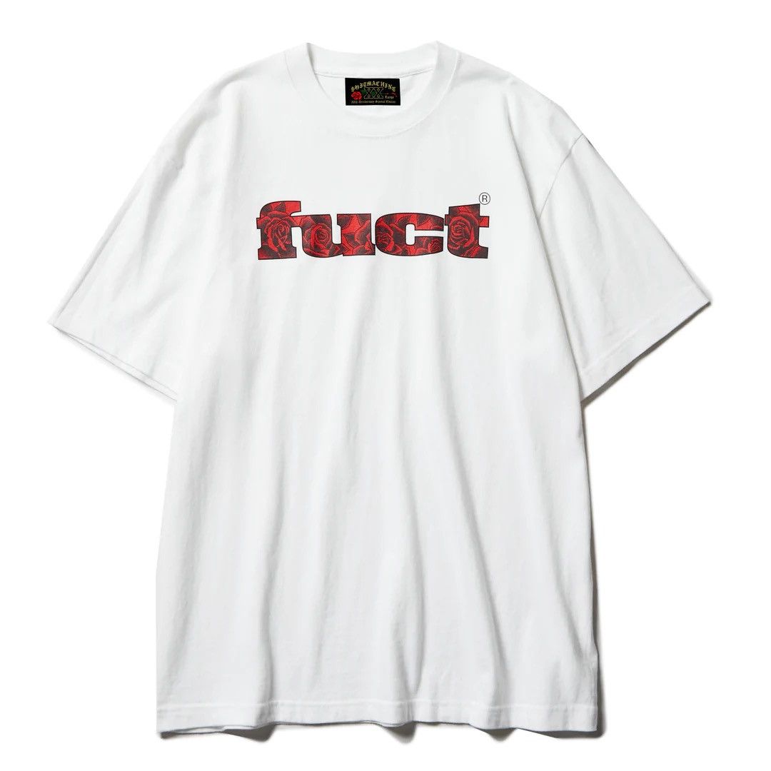 image of Fuct/softmachine Rose Fill OG Logo Tee in White, Men's (Size 2XL)