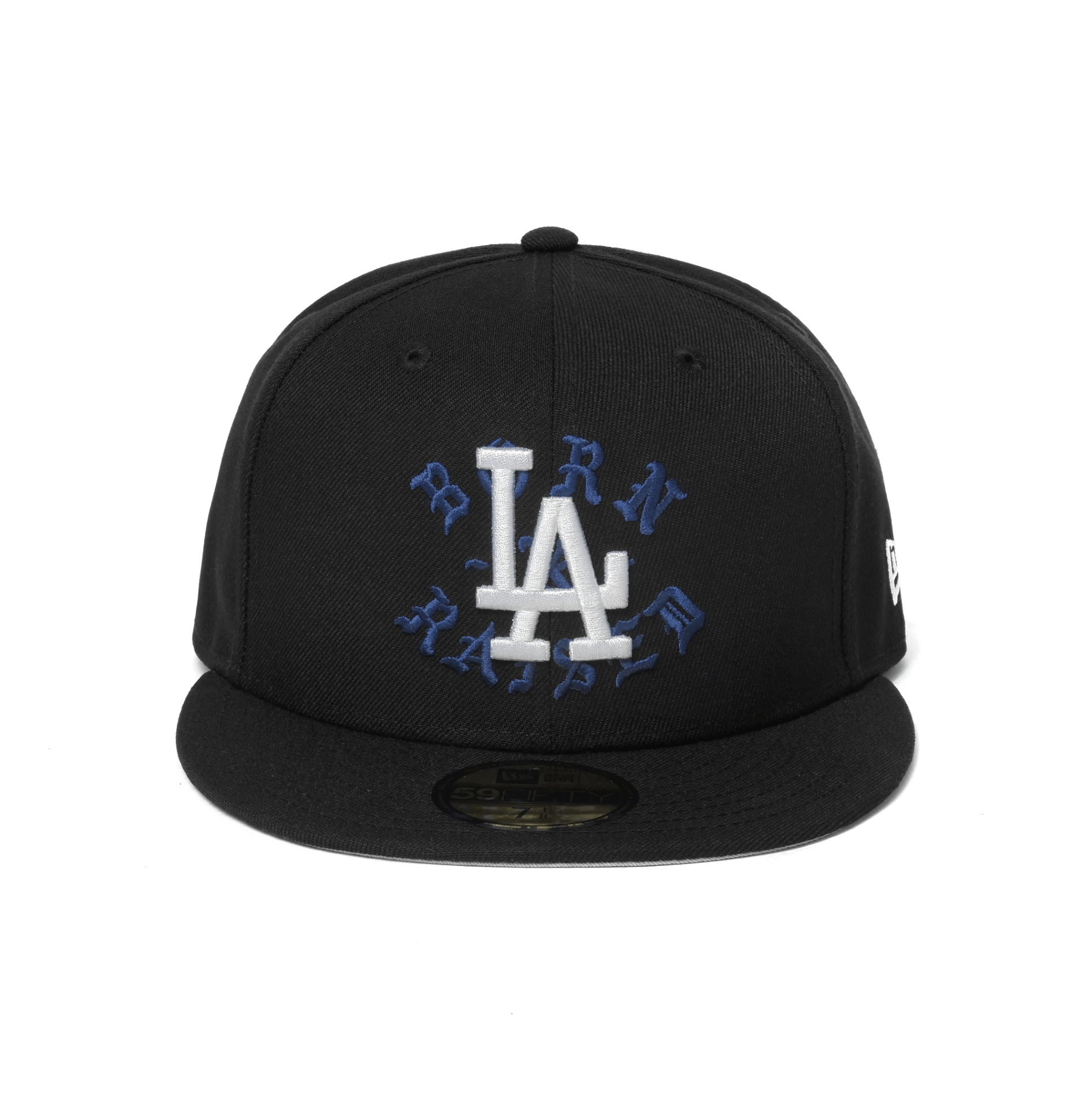 image of New Era Born X Raised + Dodgers Rocker Fitted Hat Size 7 7/8 in Black, Men's