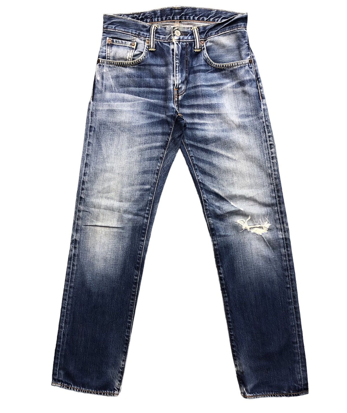 image of Distressed Denim x Levis 502 Faded Blue Distressed Faded Blue Jeans, Men's (Size 30)