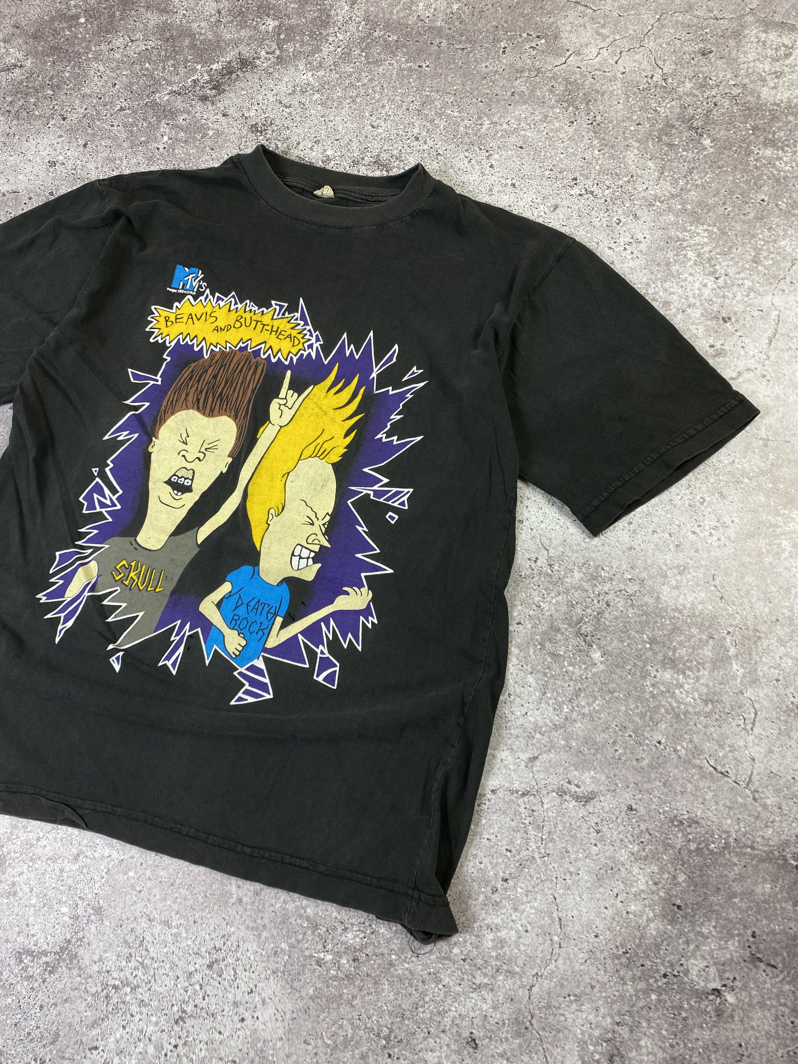 image of Movie x Mtv Vintage 1993 Beavis And Butthead Mtv T Shirt Single Stitch in Black, Men's (Size XL)