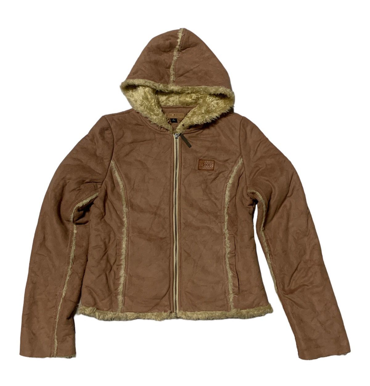 Tommy Hilfiger fur lining leather hoodie jacket