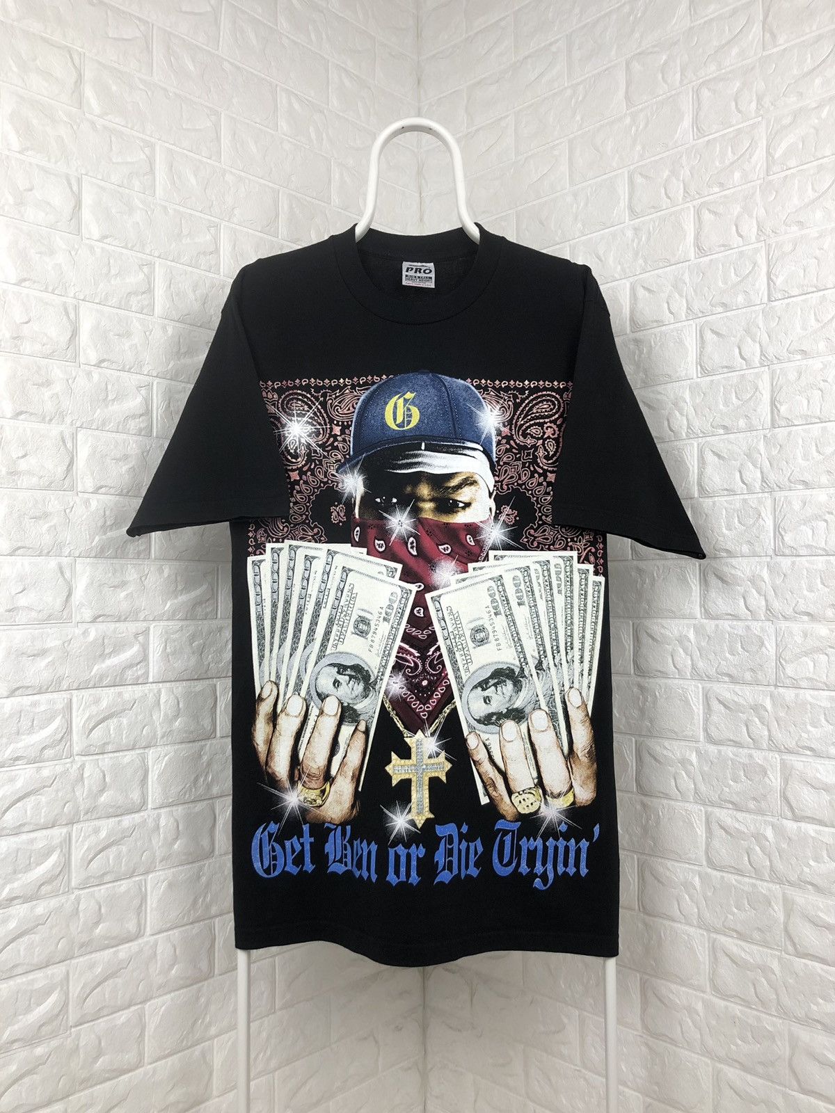 image of Vintage 50 Cent Get Rich Or Die Tee in Black, Men's (Size XL)