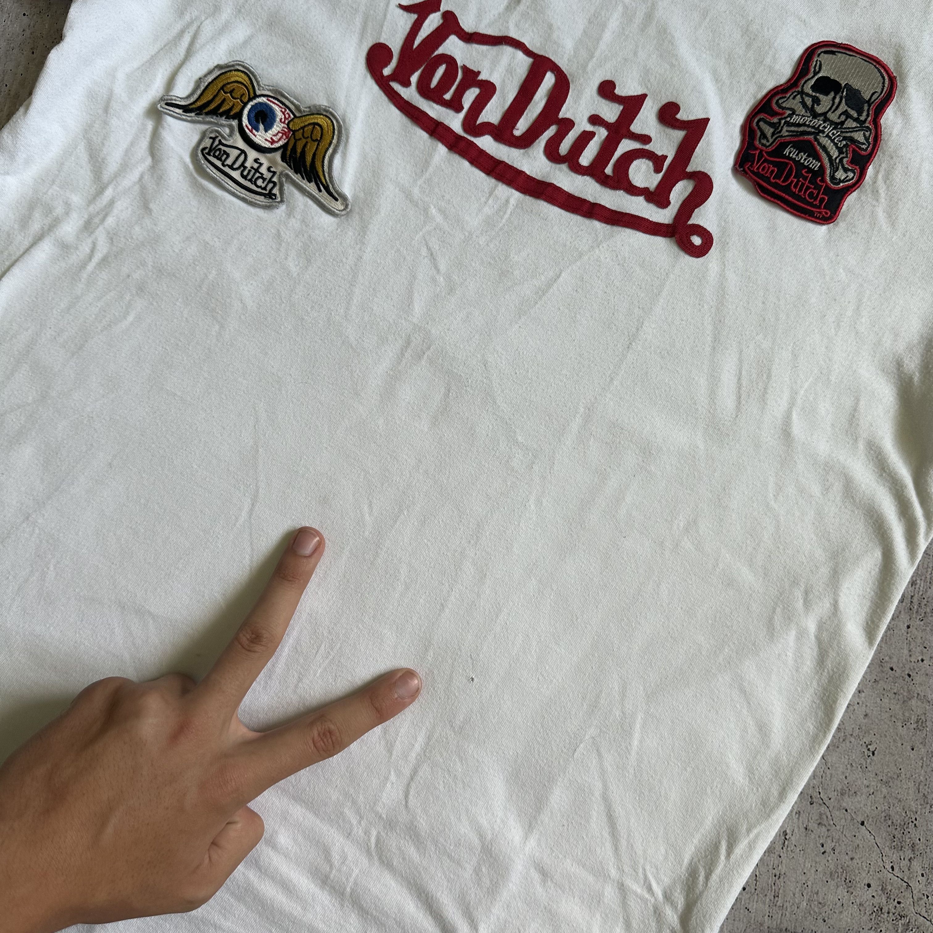20471120 VON DUTCH Y2K VINTAGE T SHIRT PATCH EYE SKULL LOGO TEE Size US L / EU 52-54 / 3 - 6 Thumbnail