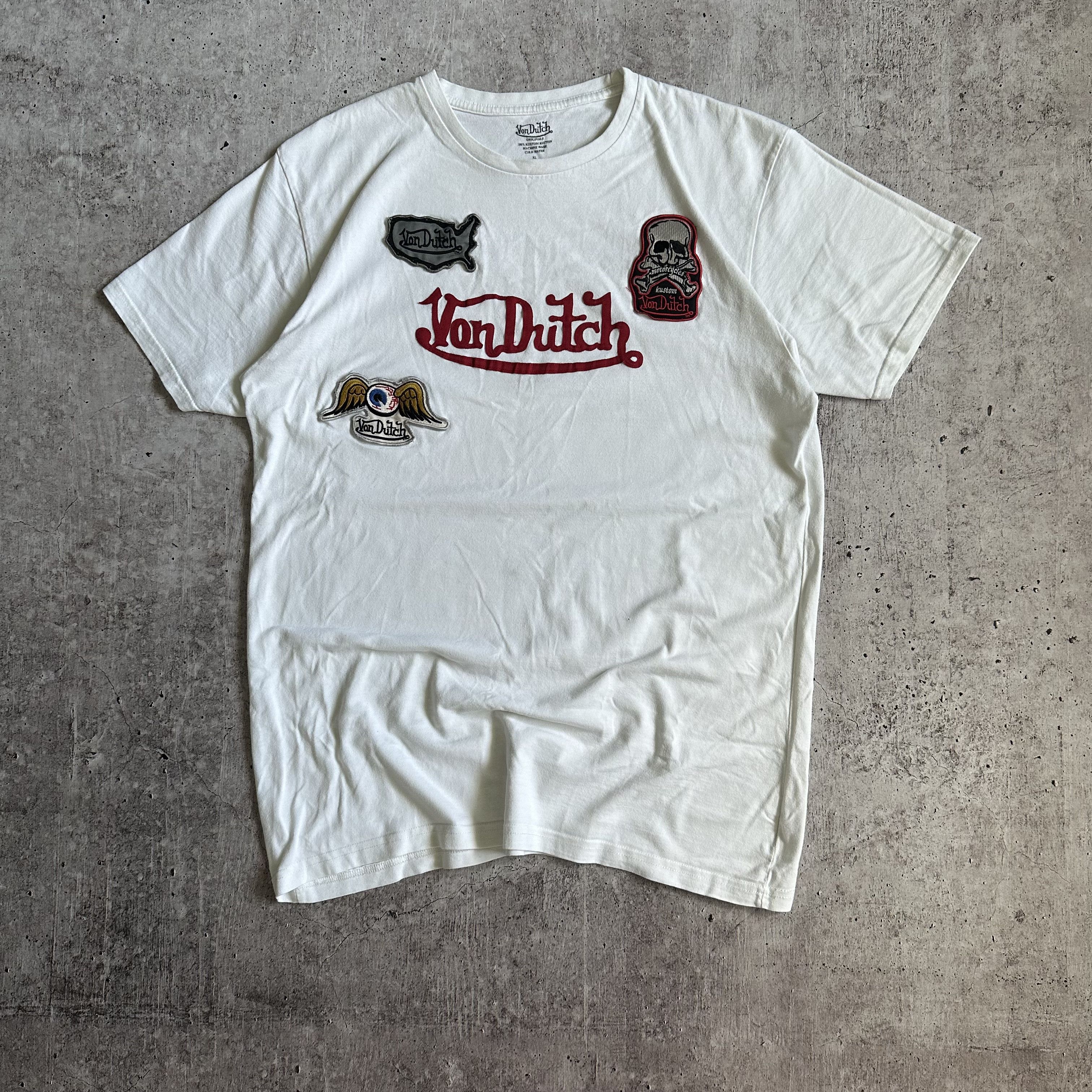 20471120 VON DUTCH Y2K VINTAGE T SHIRT PATCH EYE SKULL LOGO TEE Size US L / EU 52-54 / 3 - 5 Thumbnail