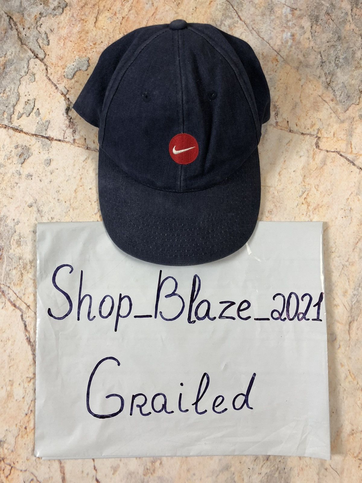 Vintage Nike vintage navy hat cap big logo Size ONE SIZE - 2 Thumbnail