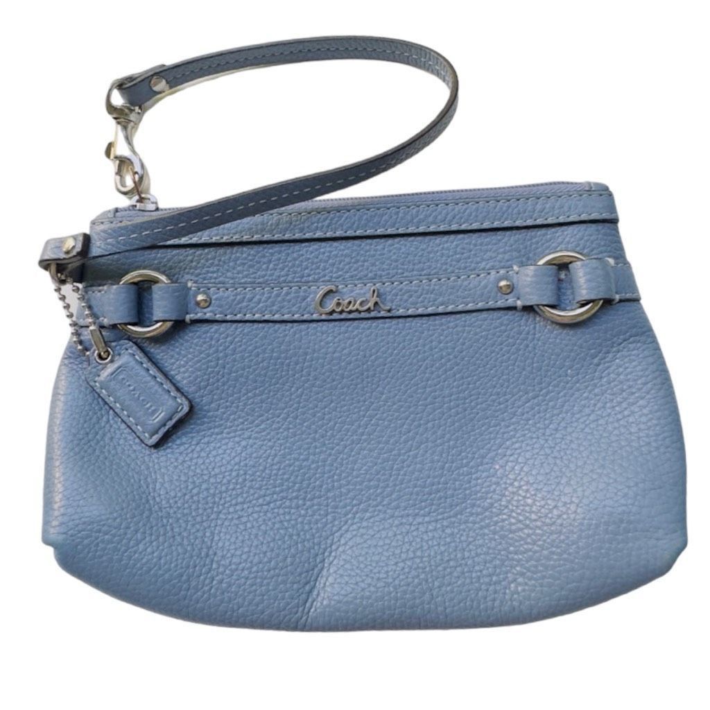 COACH Periwinkle Blue Leather Handbag Wristlet Wallet EUC - Bags 