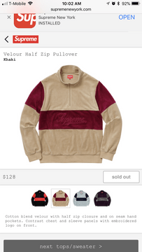 Supreme Velour Half Zip Pullover | Grailed