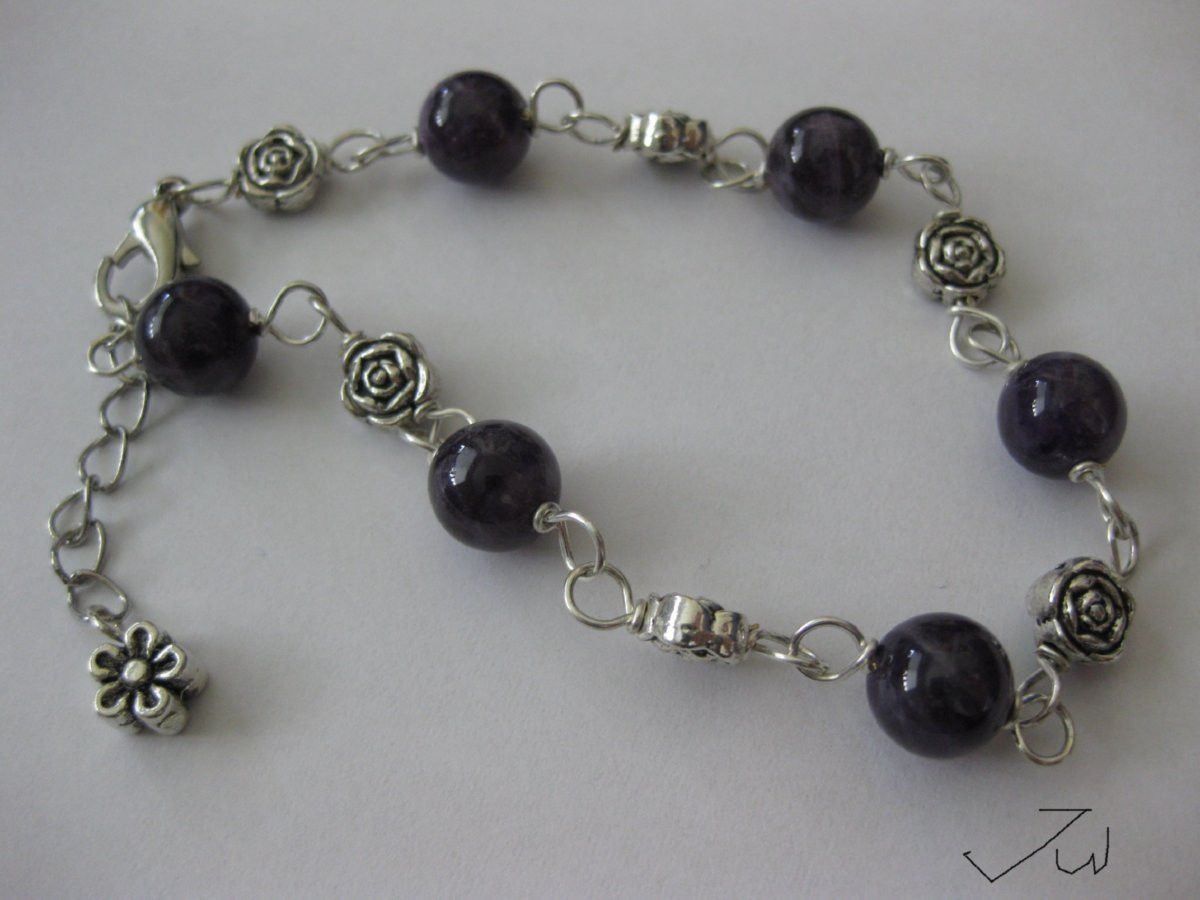 Handmade Amethyst Tibetan Silver Chain bracelet Size ONE SIZE - 1 Thumbnail