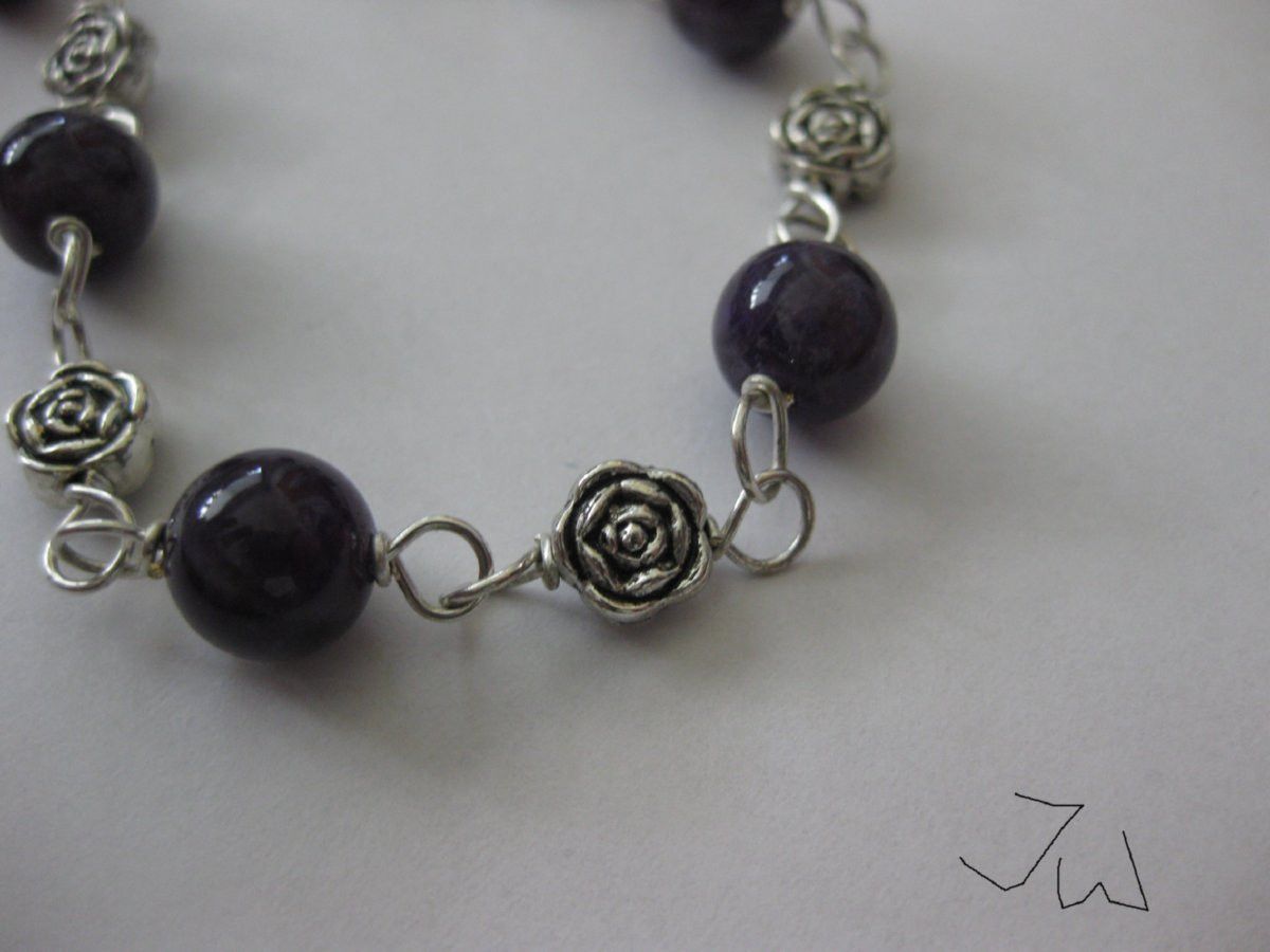 Handmade Amethyst Tibetan Silver Chain bracelet Size ONE SIZE - 2 Thumbnail