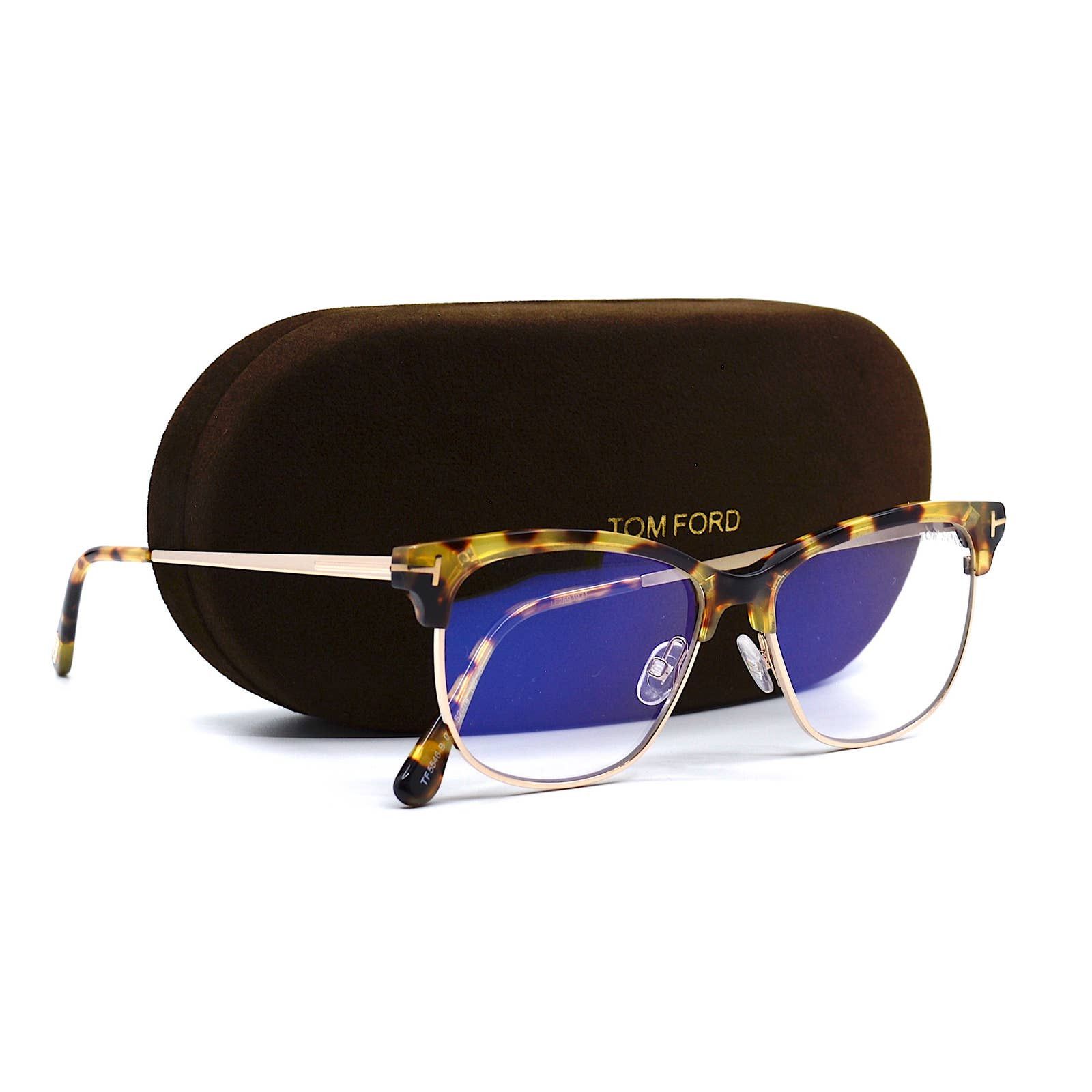 NEW TOM FORD TF5546-B HAVANA GOLD BLUE BLOCK AUTHENTIC FRAME