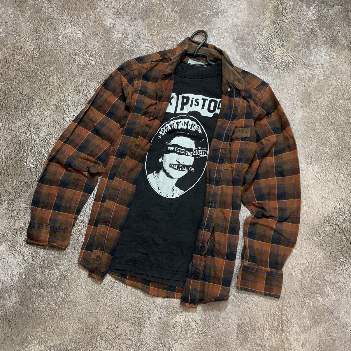 Vintage Vintage 90s Punk Graphic Tee Brown Plaid Shirt Grunge Slim S Size US S / EU 44-46 / 1 - 1 Thumbnail