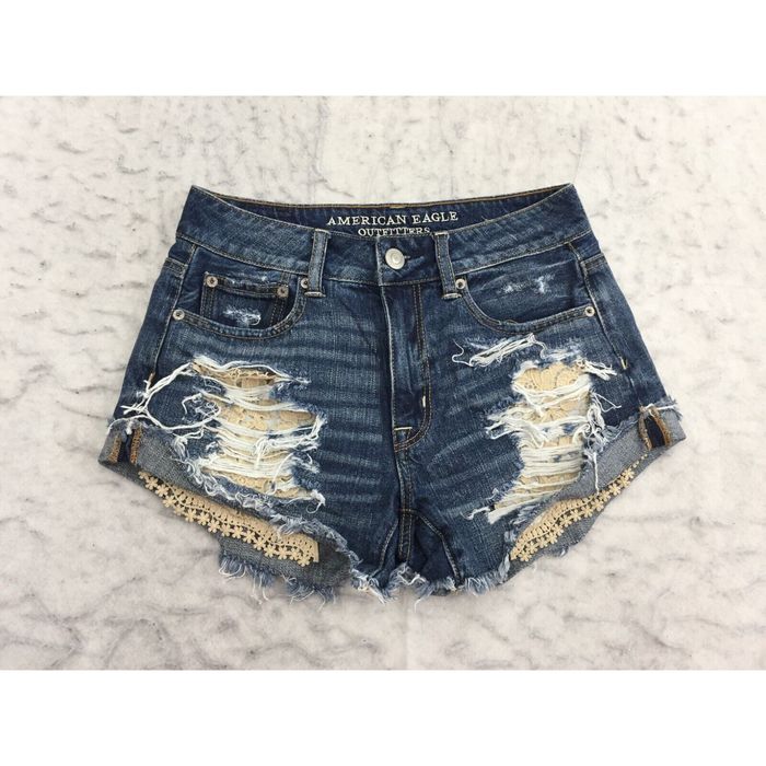 Shorts American Eagle Destroyed 100% Coton Taille 6 Femme - Occasion Très Bon état