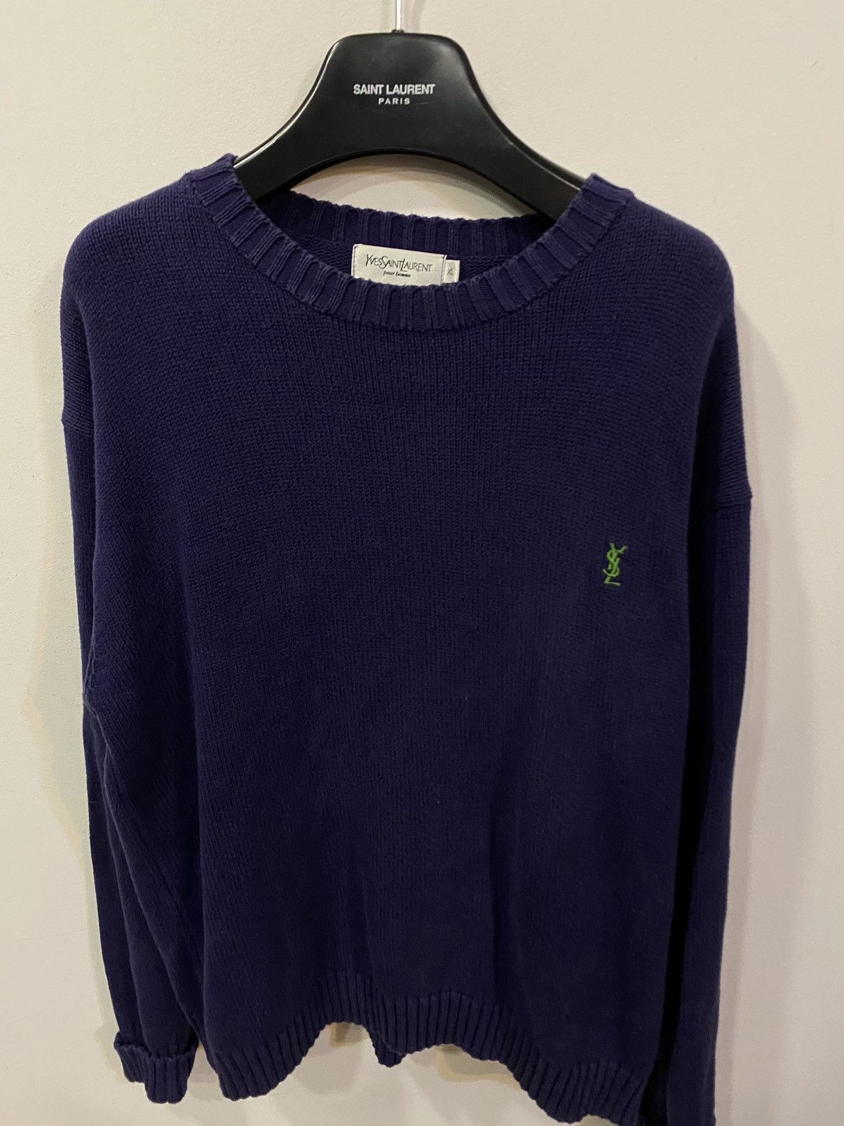 Yves Saint Laurent Navy YSL Sweater Knit Vintage Yves Saint Laurent Sweatshirt Size US M / EU 48-50 / 2 - 2 Thumbnail