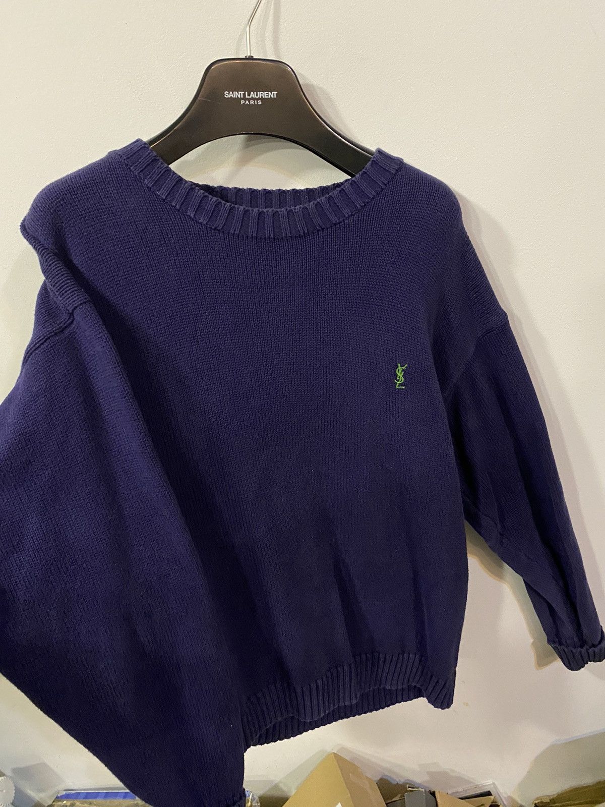 Yves Saint Laurent Navy YSL Sweater Knit Vintage Yves Saint Laurent Sweatshirt Size US M / EU 48-50 / 2 - 13 Thumbnail