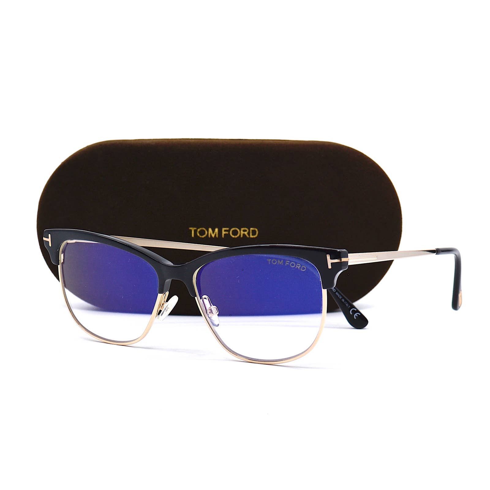 NEW TOM FORD TF5546-B BLACK GOLD BLUE BLOCK EYEGLASSES FRAME 