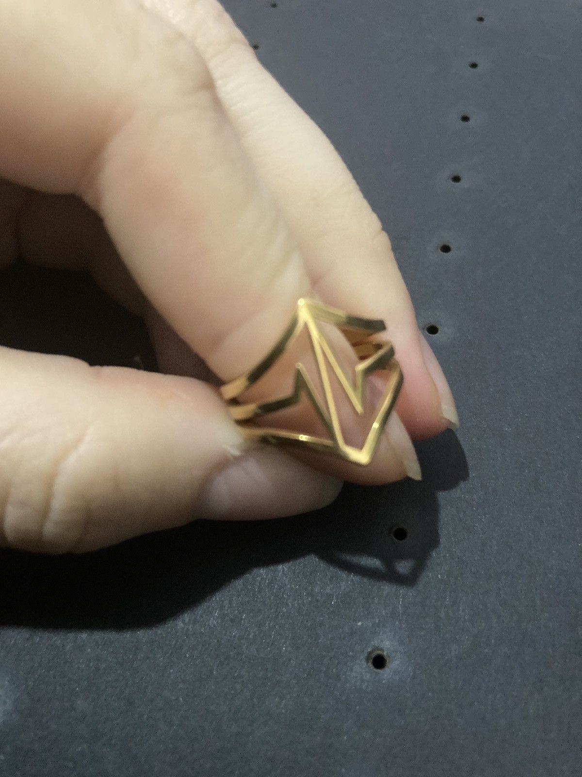 Jewelry Gold plated stainless steel heart beat ring Size ONE SIZE - 2 Thumbnail