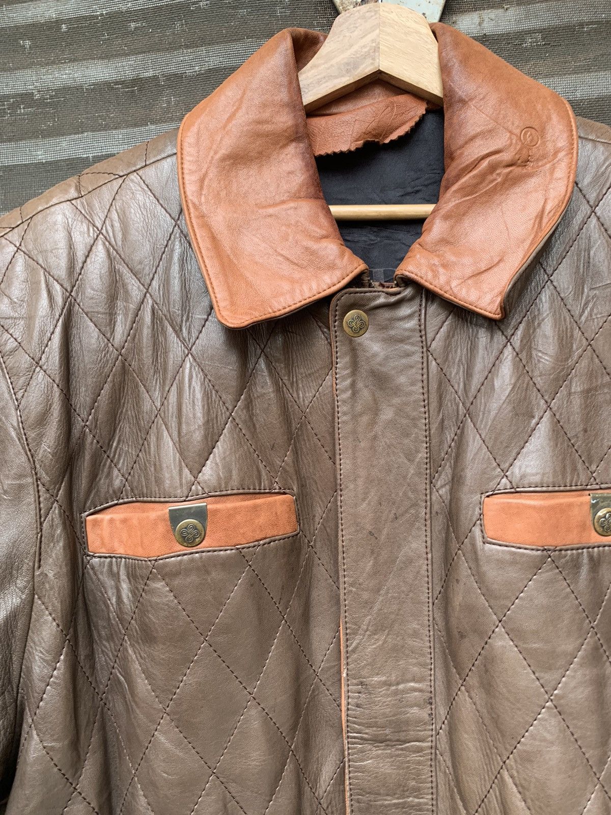 Vintage 👹Vintage Brown Utility Leather Jacket Size US L / EU 52-54 / 3 - 7 Thumbnail