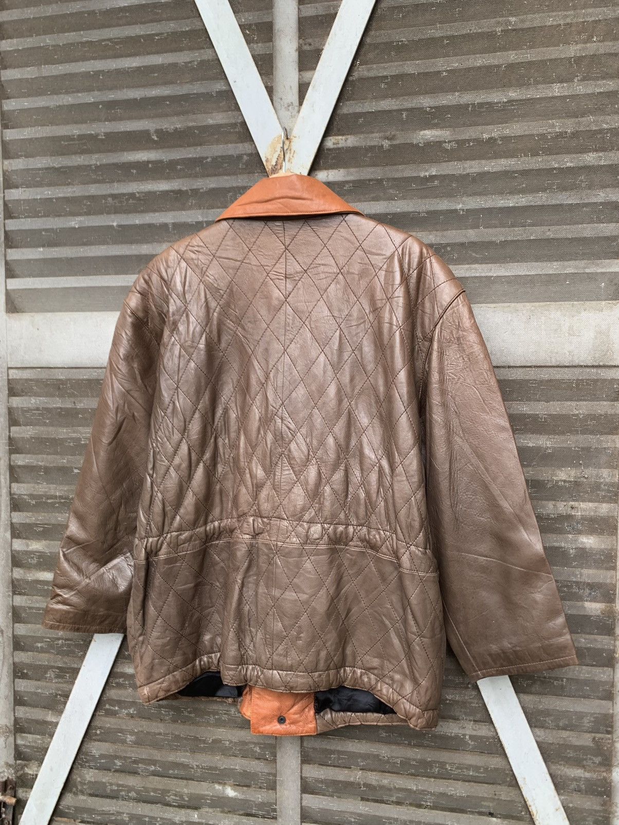 Vintage 👹Vintage Brown Utility Leather Jacket Size US L / EU 52-54 / 3 - 8 Thumbnail