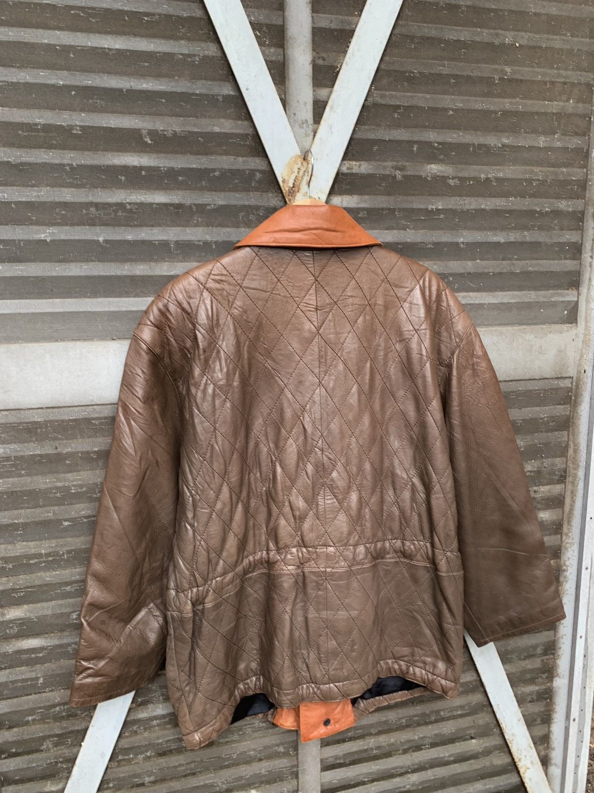 Vintage 👹Vintage Brown Utility Leather Jacket Size US L / EU 52-54 / 3 - 10 Thumbnail