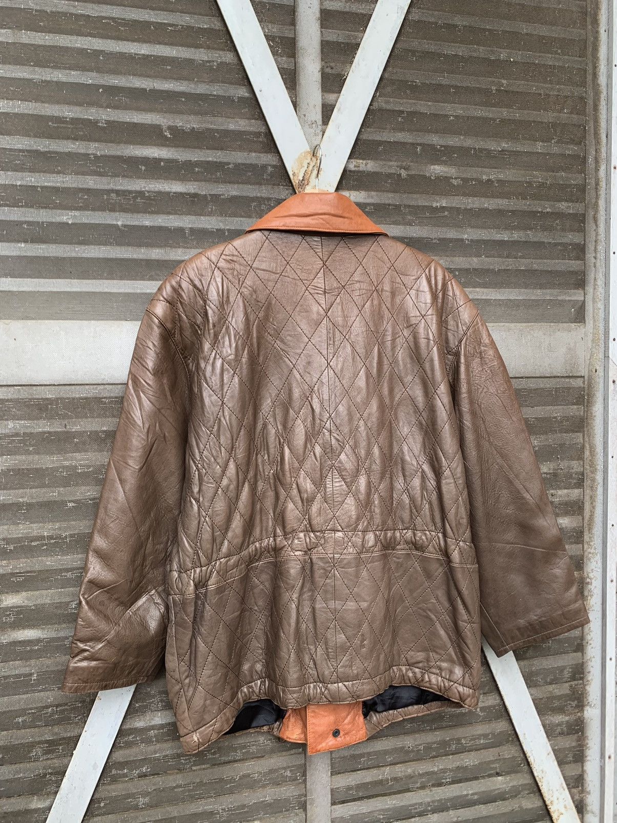 Vintage 👹Vintage Brown Utility Leather Jacket Size US L / EU 52-54 / 3 - 9 Thumbnail
