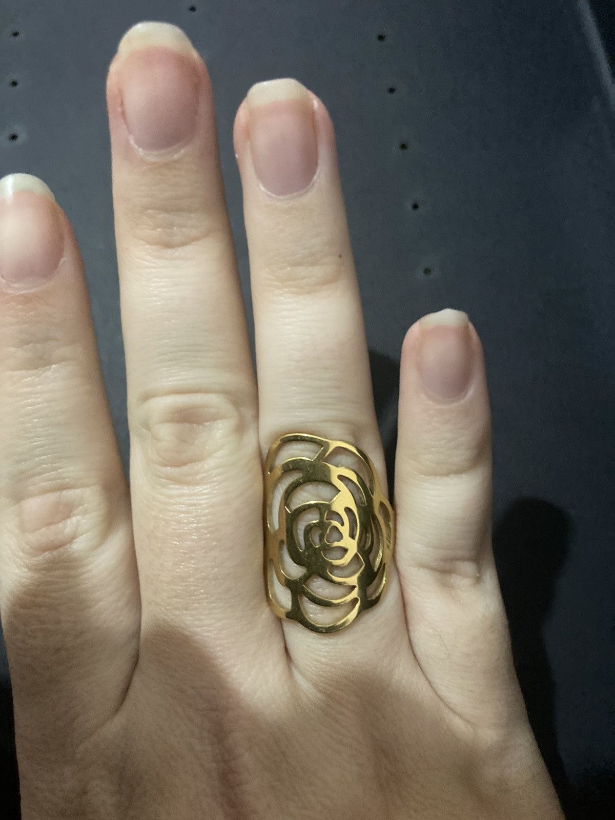 Jewelry Gold plated stainless steel rose ring Size ONE SIZE - 2 Thumbnail