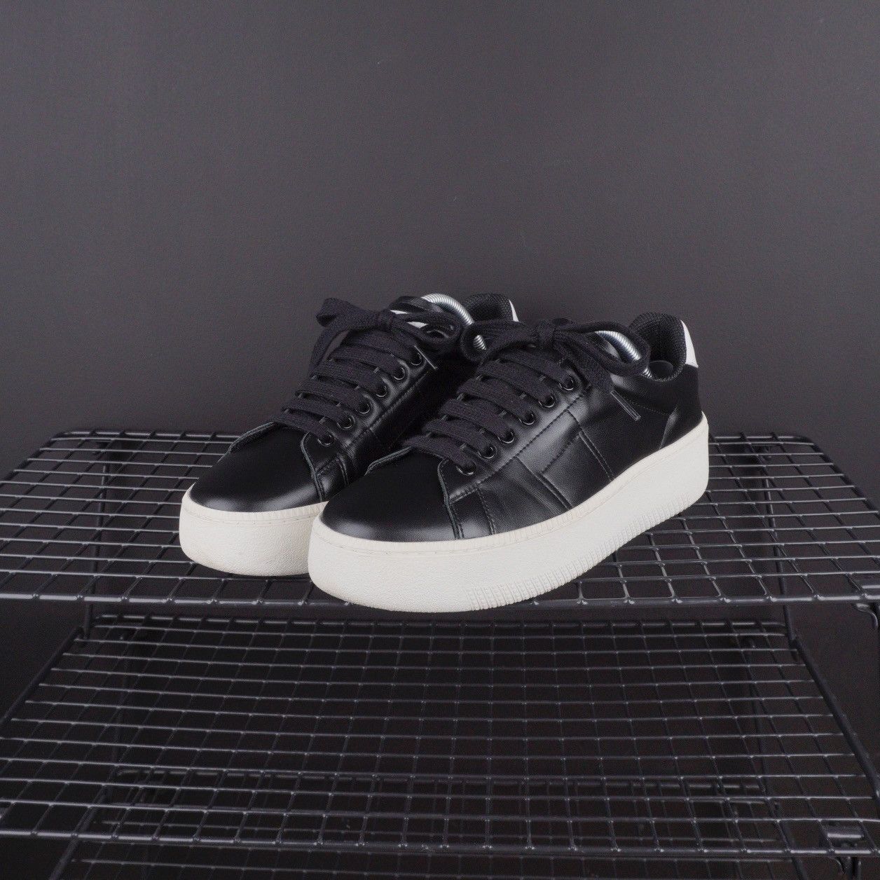 image of Maison Margiela Chunky Leather Black Sneakers, Men's (Size 9)