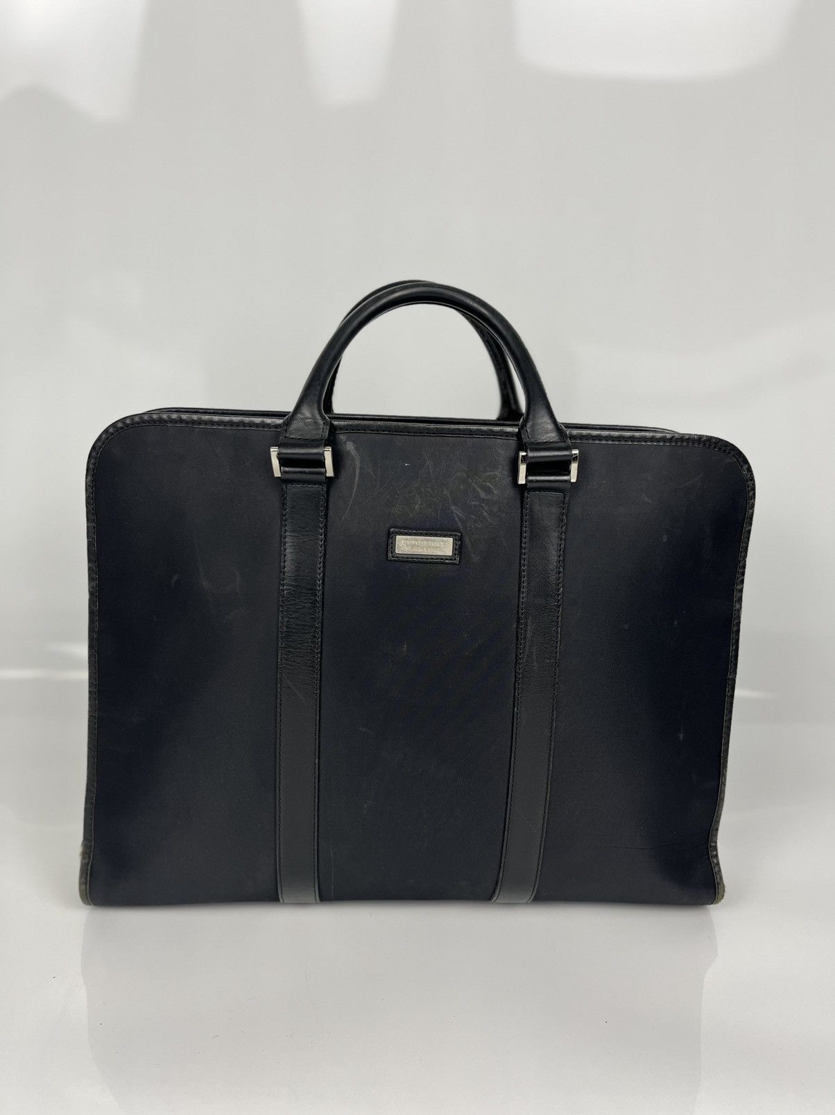 image of Burberry Mens Briefcase Work Satchel Black Label Bag