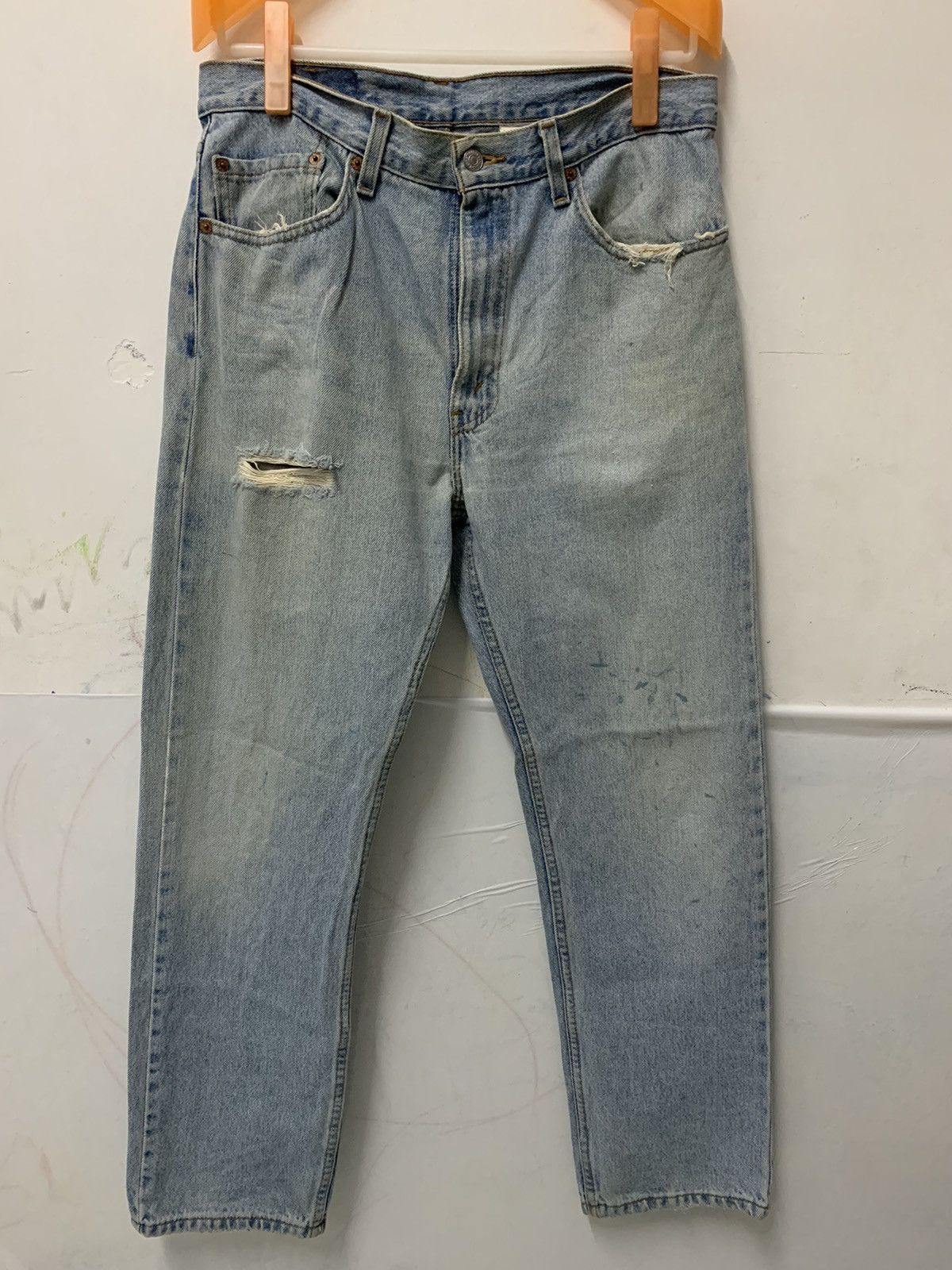 Vintage Levi's 505 Made in USA Distressed Light Wash Jeans