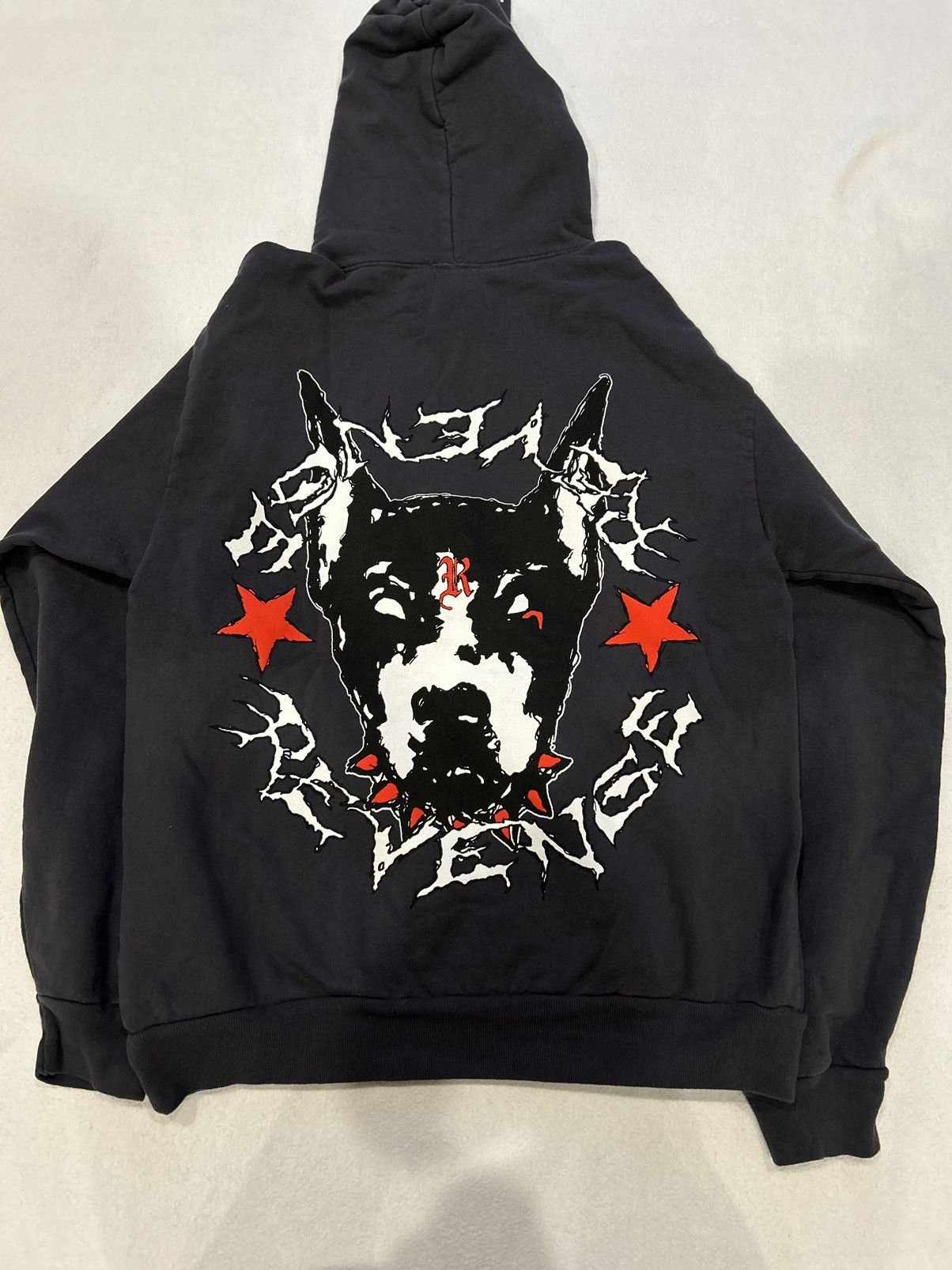 City Morgue × Revenge × Streetwear Zillakami x Revenge War Dog hoodie  Dolphin Grey | Grailed