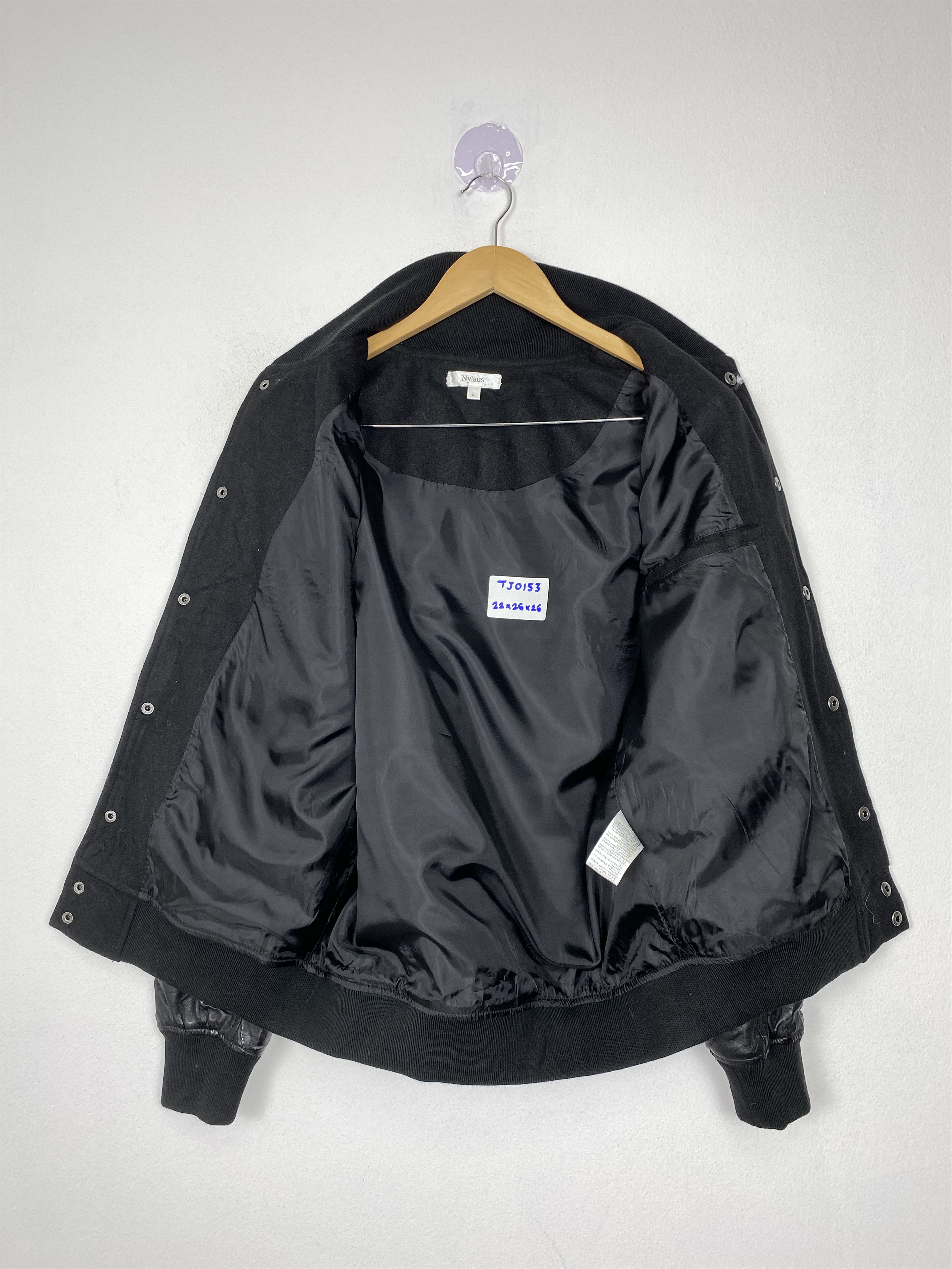 Japanese Brand Vintage Nylaus Button Up Black Wool Varsity Jacket Size US L / EU 52-54 / 3 - 5 Thumbnail