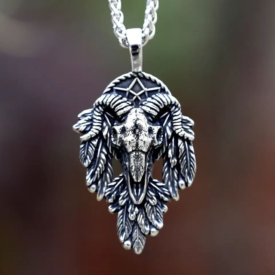 Jewelry Skull Sheep Head Pendant Necklace Size ONE SIZE - 1 Thumbnail