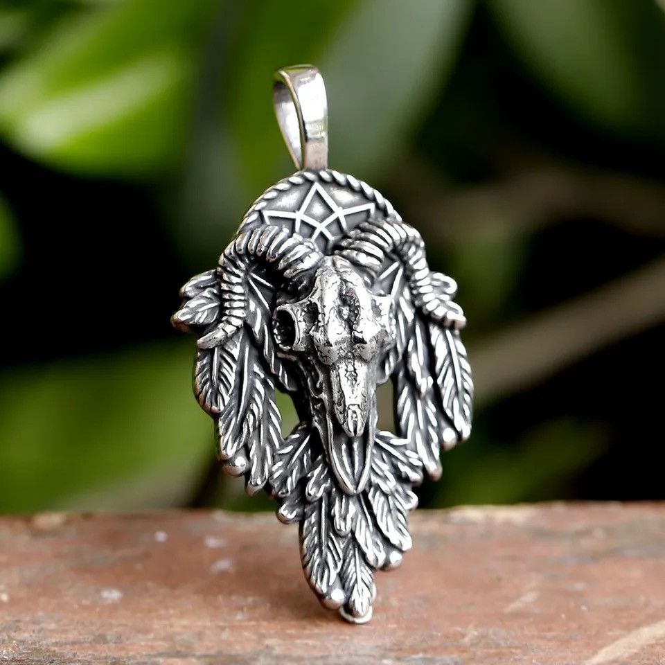 Jewelry Skull Sheep Head Pendant Necklace Size ONE SIZE - 3 Thumbnail