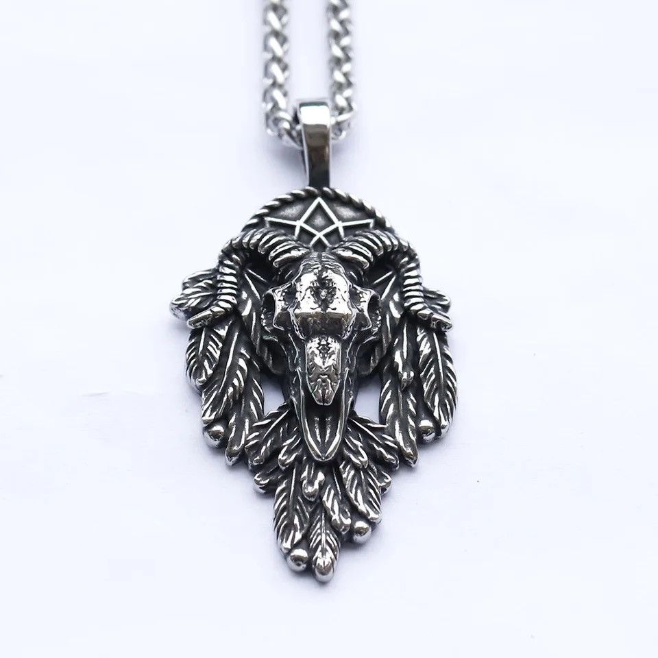 Jewelry Skull Sheep Head Pendant Necklace Size ONE SIZE - 2 Thumbnail