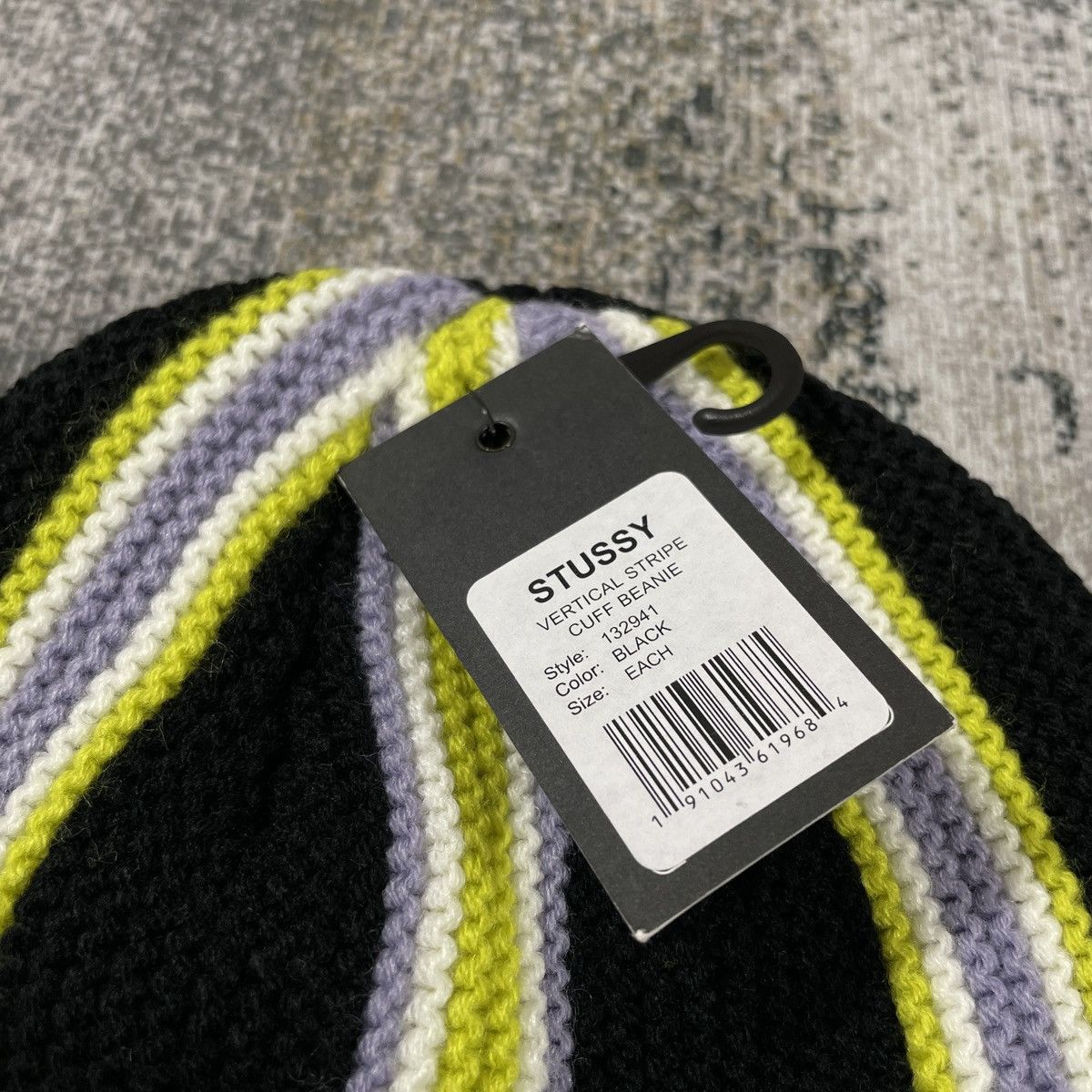 Japanese Brand VERTICAL STUSSY LOGO BEANIE - BLACK Size ONE SIZE - 3 Thumbnail