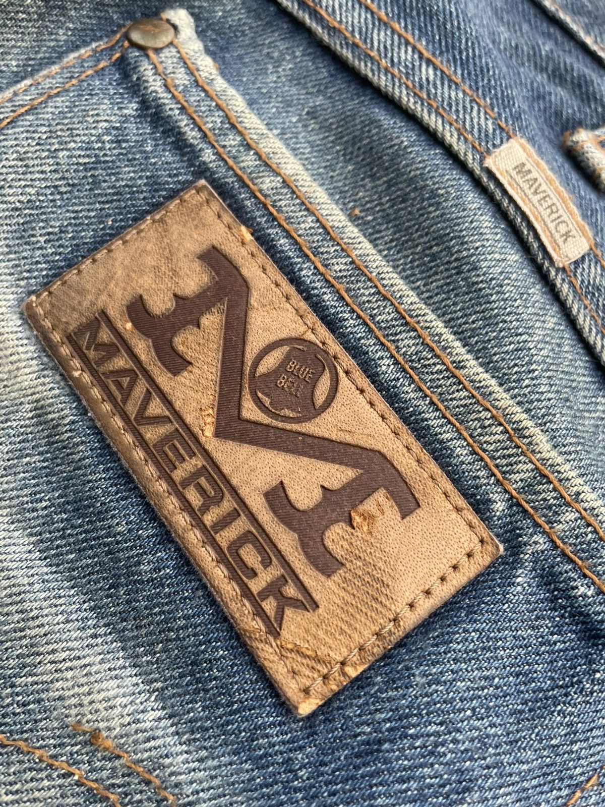 Japanese Brand Vintage Maverick Blue Bell Aging Faded Wash Denim Size US 32 / EU 48 - 17 Thumbnail
